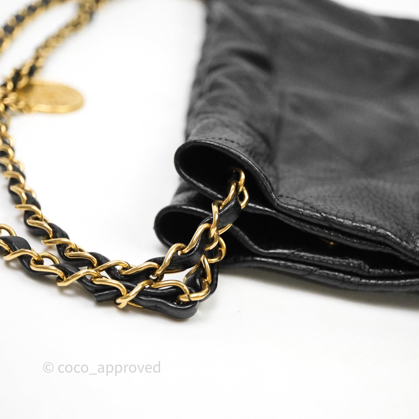 Chanel 22 Small Black Shiny Caviar Aged Gold Hardware