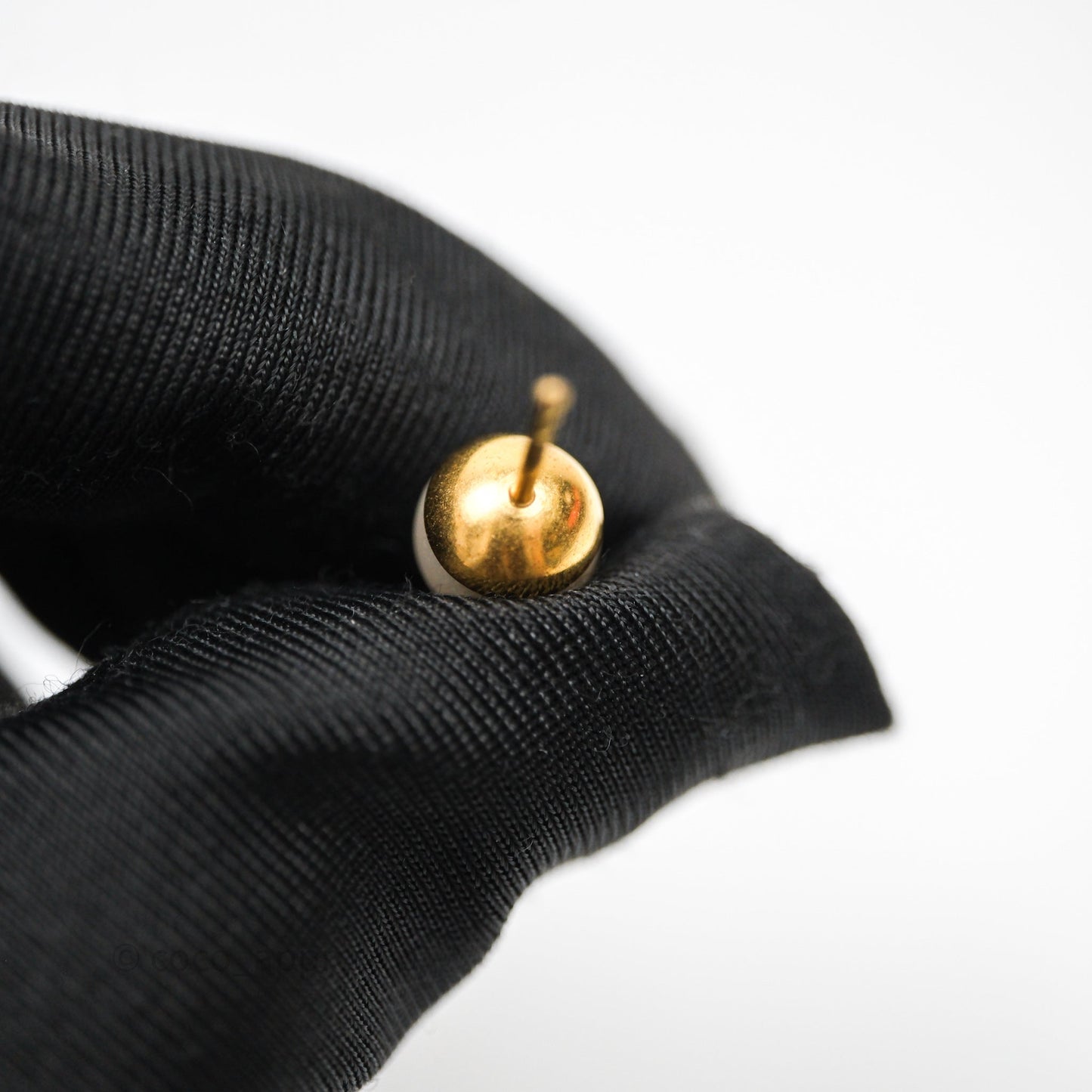 Christian Dior Pearls Drop Blue CD Earrings Gold Tone