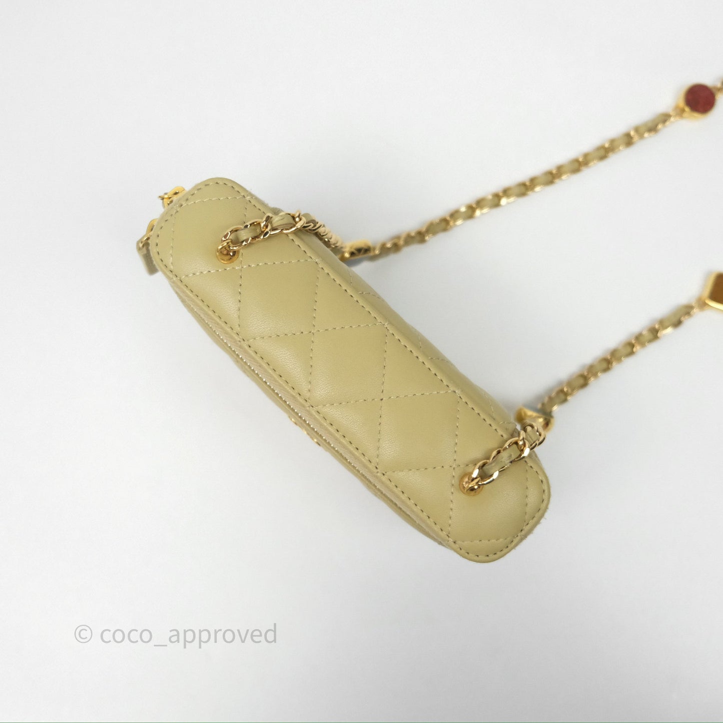 Chanel Vanity With Chain Olive Green Lambskin Gold Hardware
