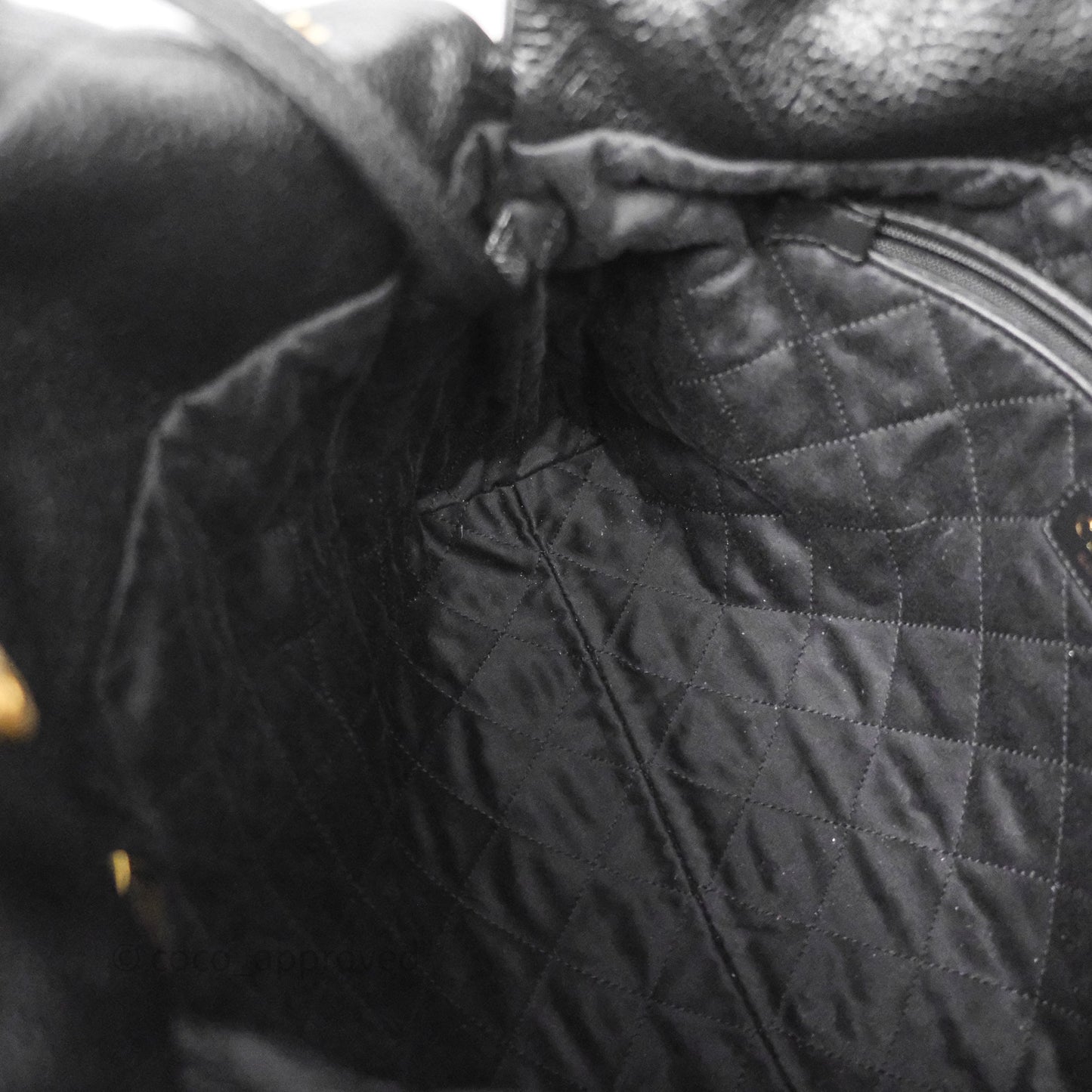 Chanel 22 Small Black Shiny Caviar Aged Gold Hardware
