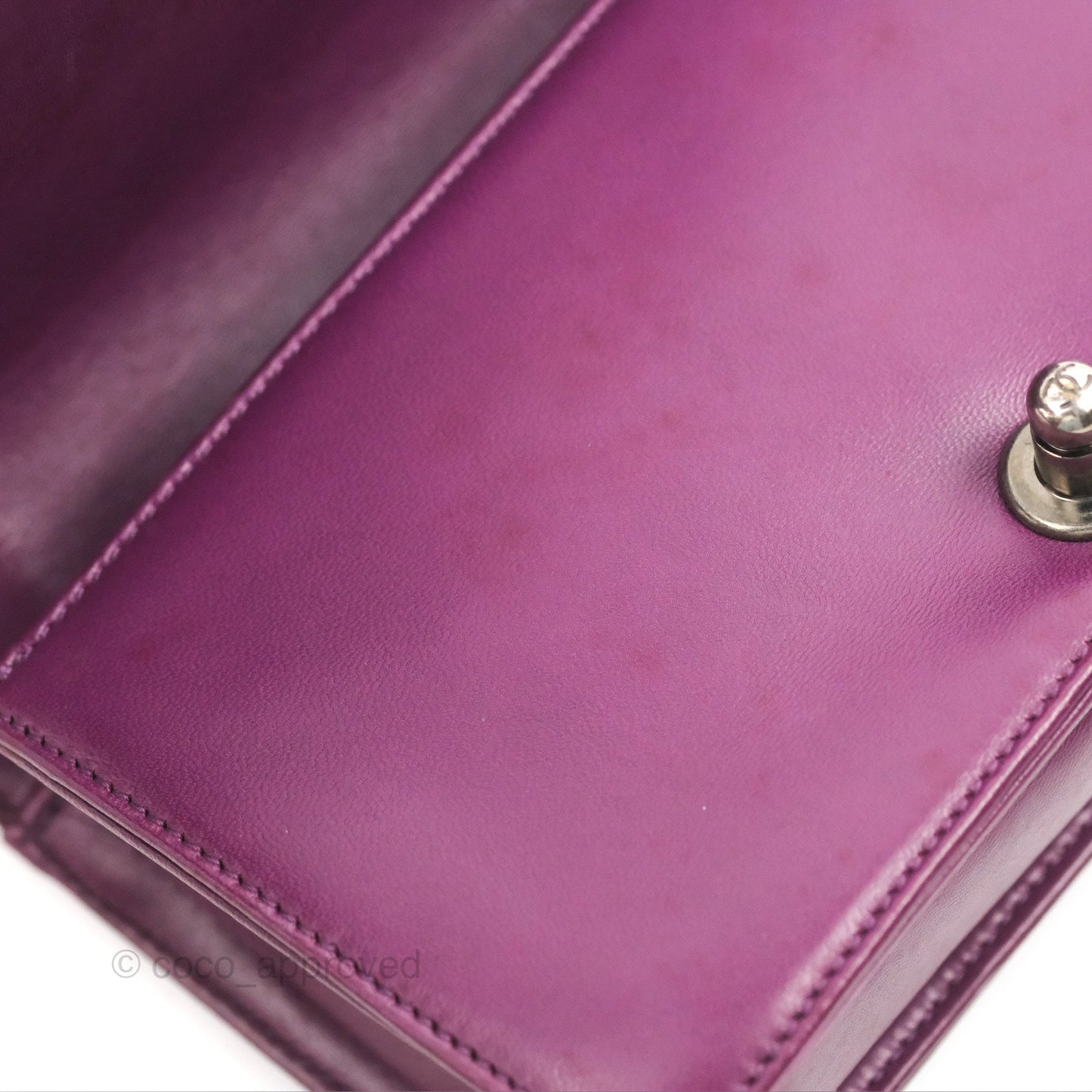 Chanel Small Boy Plum Purple Stingray Ruthenium Hardware