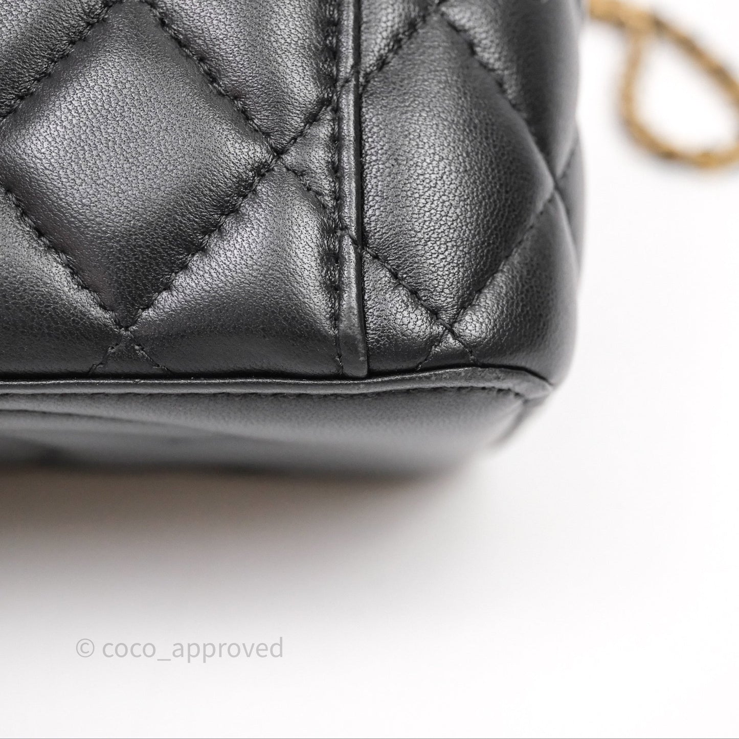 Chanel Vanity Rectangular Metal Top Handle Black Lambskin Aged Gold Hardware