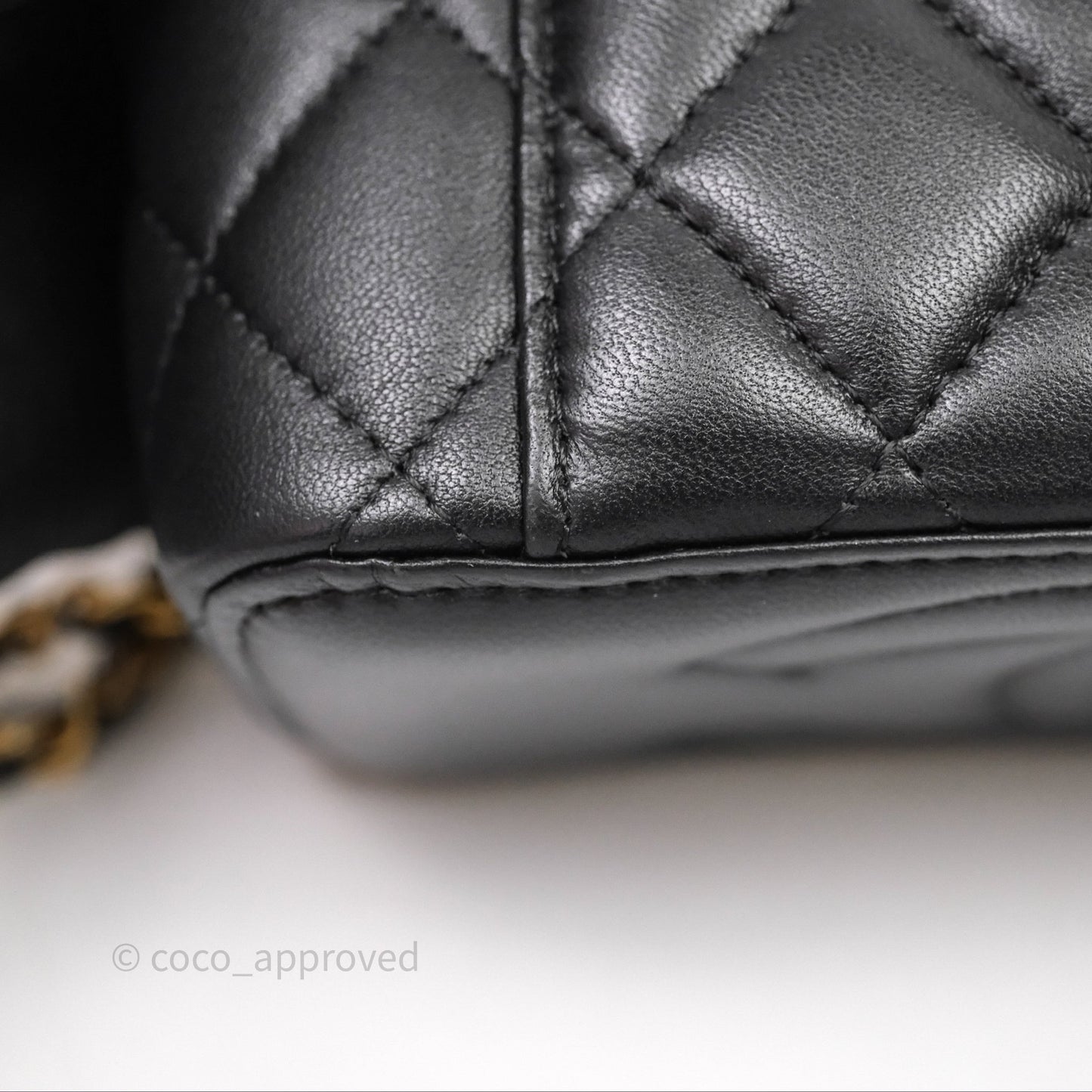 Chanel Vanity Rectangular Metal Top Handle Black Lambskin Aged Gold Hardware
