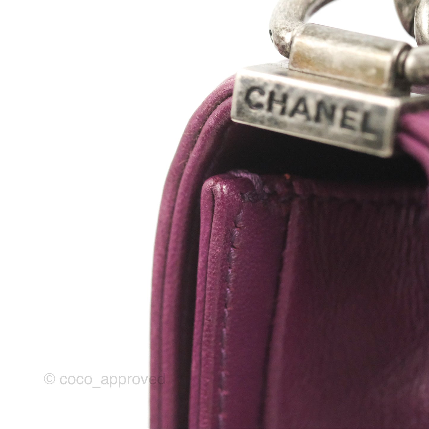 Chanel Small Boy Plum Purple Stingray Ruthenium Hardware