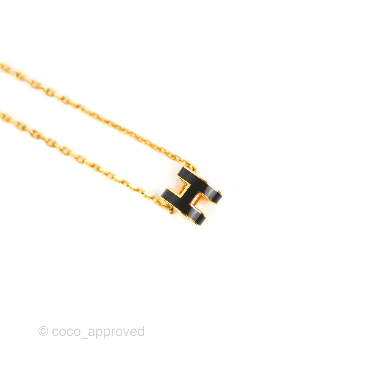 Hermès Mini Pop H Pendant Necklace Black Gold Hardware