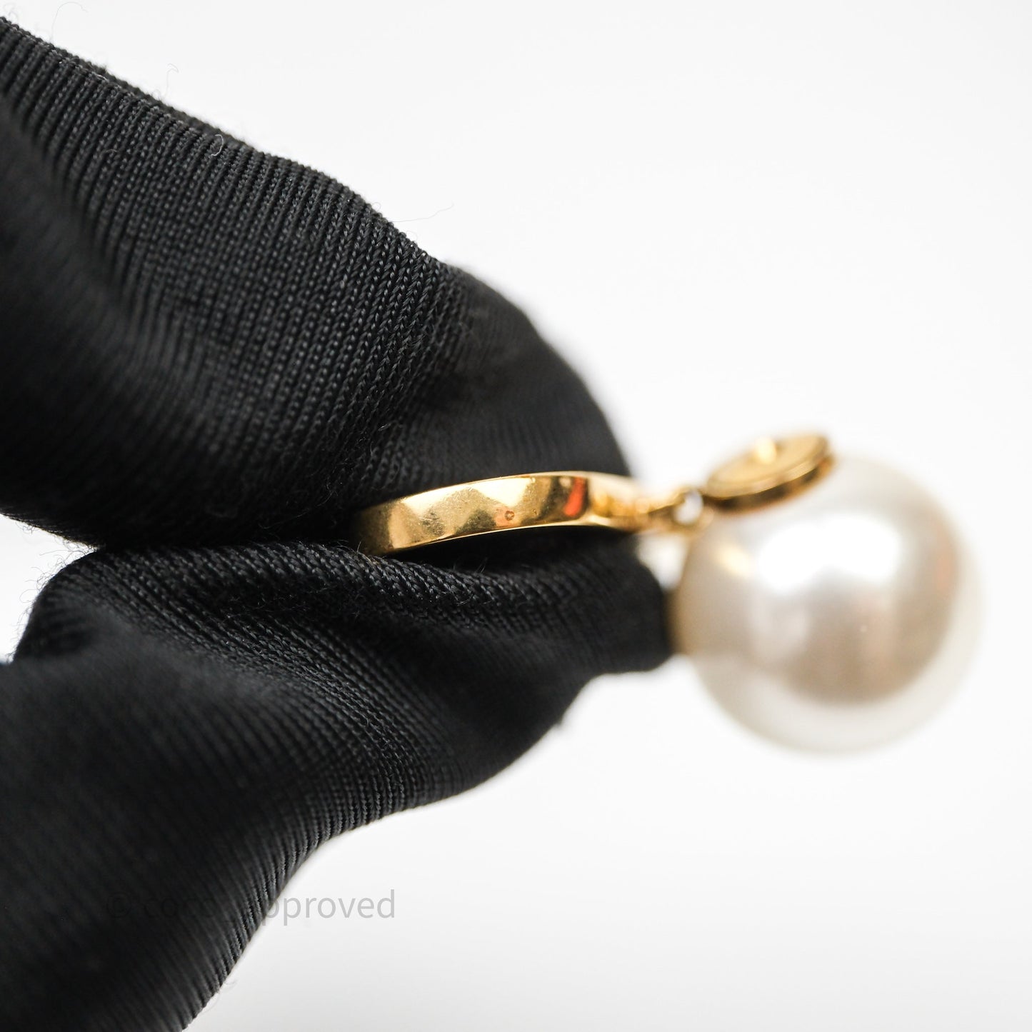 Christian Dior Pearls Drop Blue CD Earrings Gold Tone