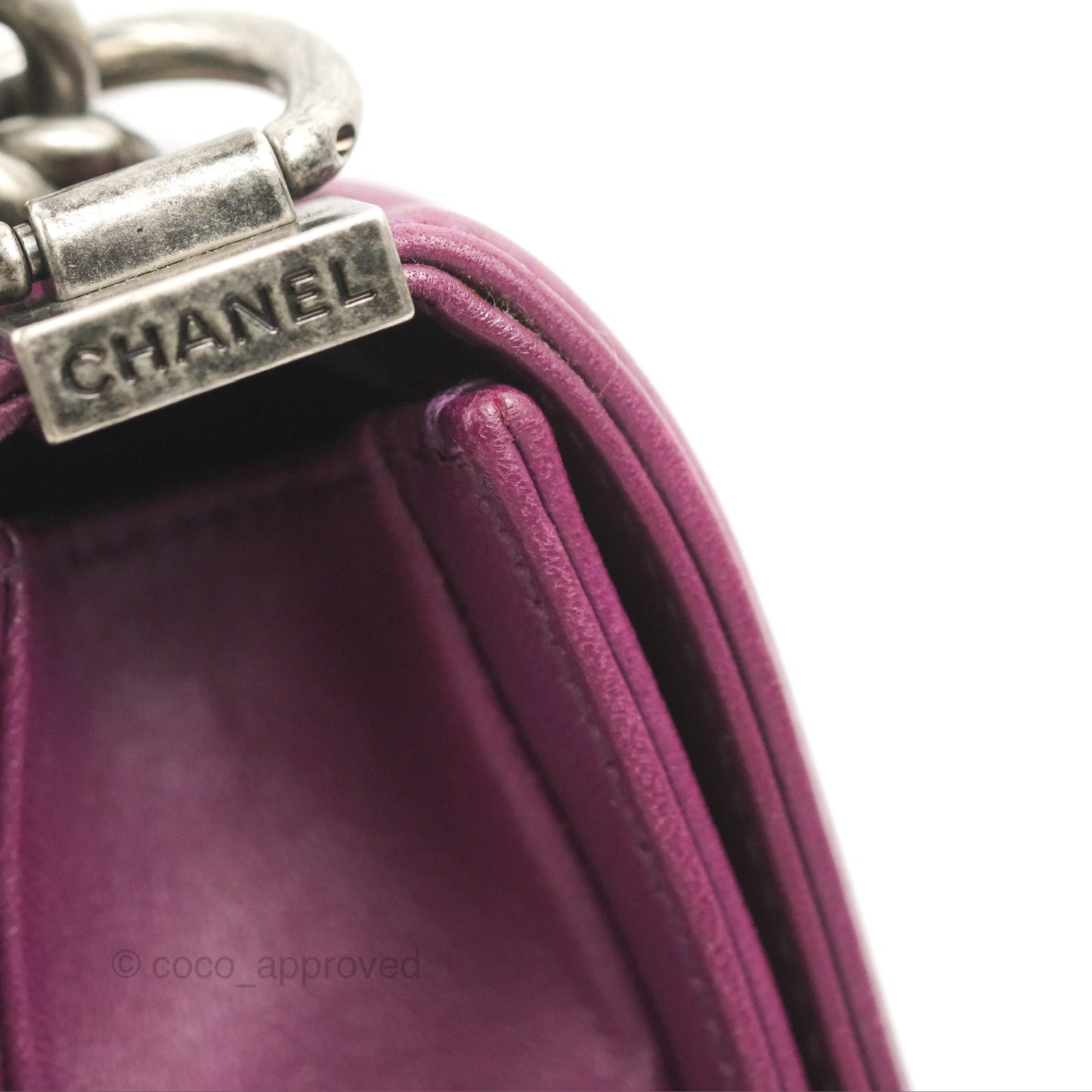 Chanel Small Boy Plum Purple Stingray Ruthenium Hardware