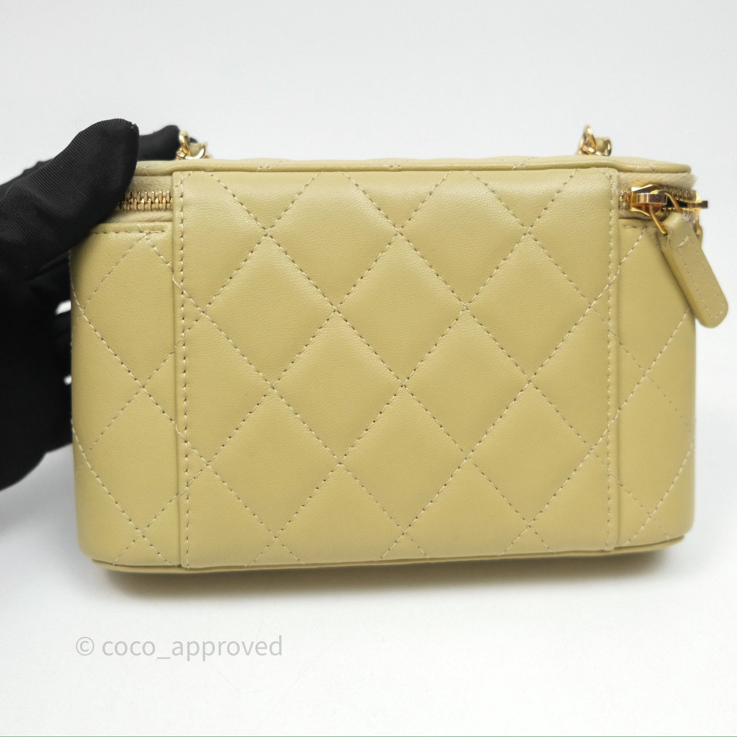 Chanel Vanity With Chain Olive Green Lambskin Gold Hardware