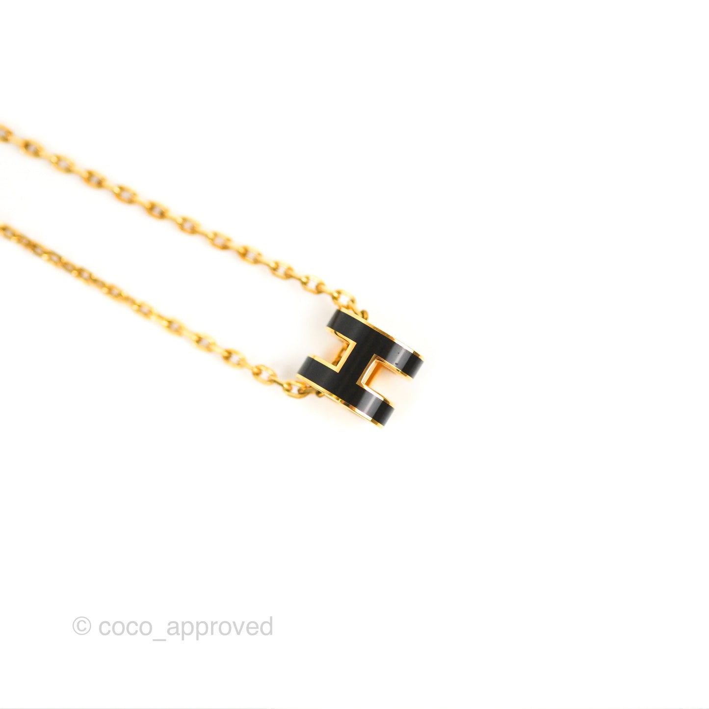 Hermès Mini Pop H Pendant Necklace Black Gold Hardware