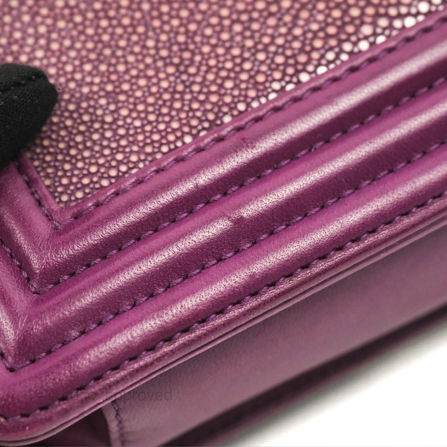 Chanel Small Boy Plum Purple Stingray Ruthenium Hardware