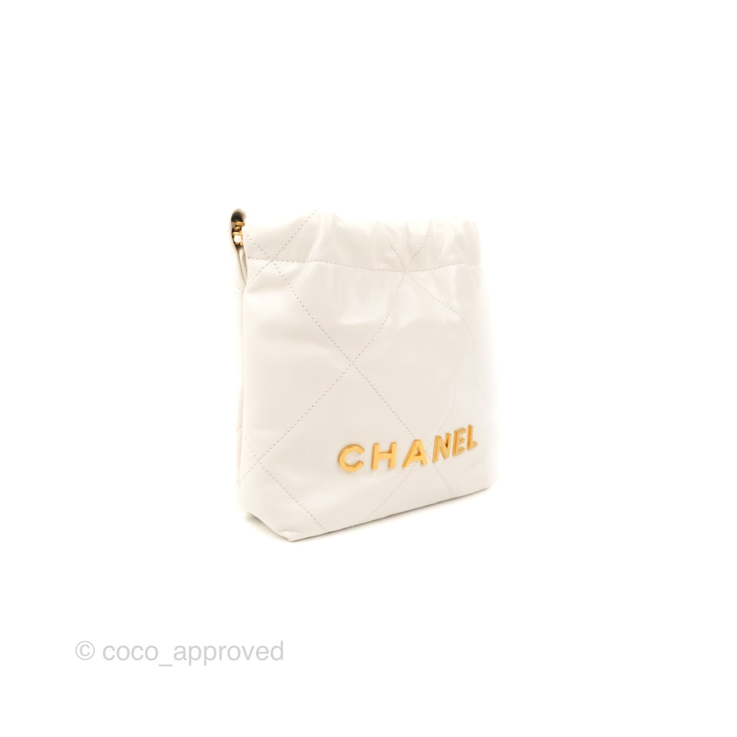 Chanel 22 Mini Bag White Shiny Crumpled Calfskin