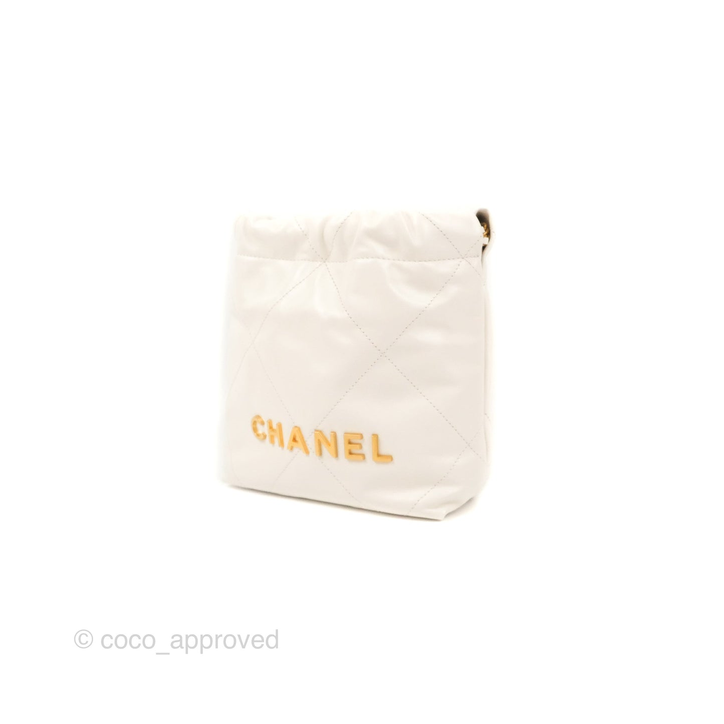 Chanel 22 Mini Bag White Shiny Crumpled Calfskin