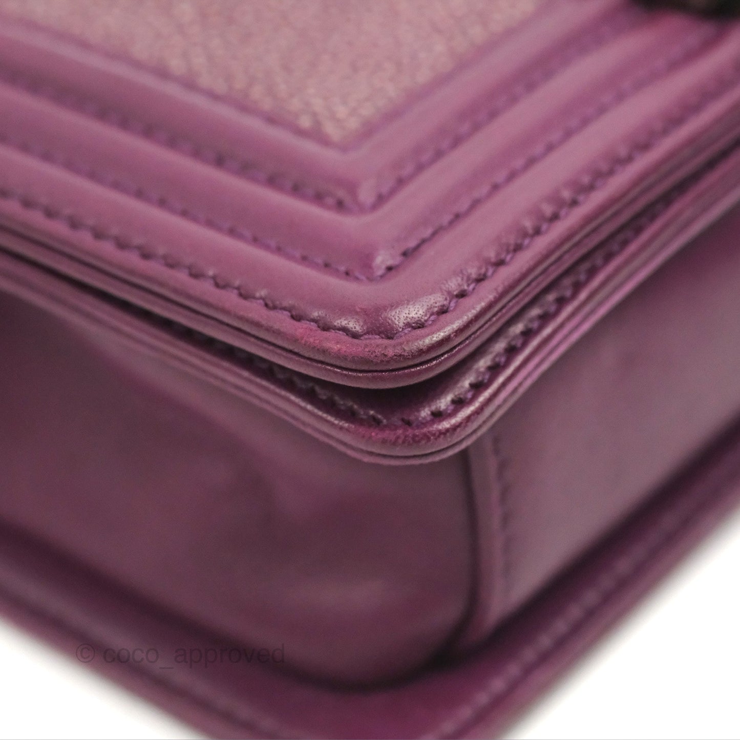 Chanel Small Boy Plum Purple Stingray Ruthenium Hardware