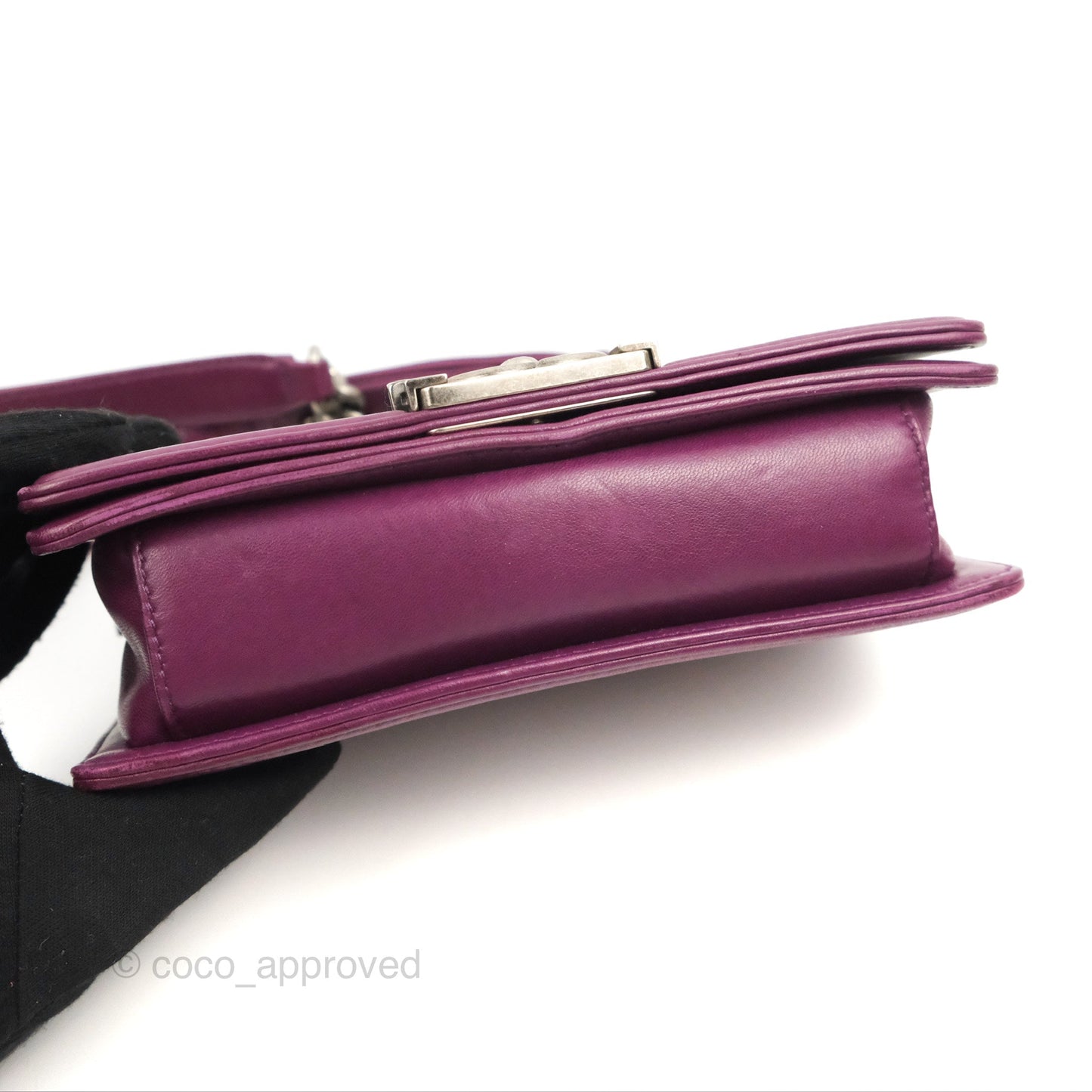 Chanel Small Boy Plum Purple Stingray Ruthenium Hardware