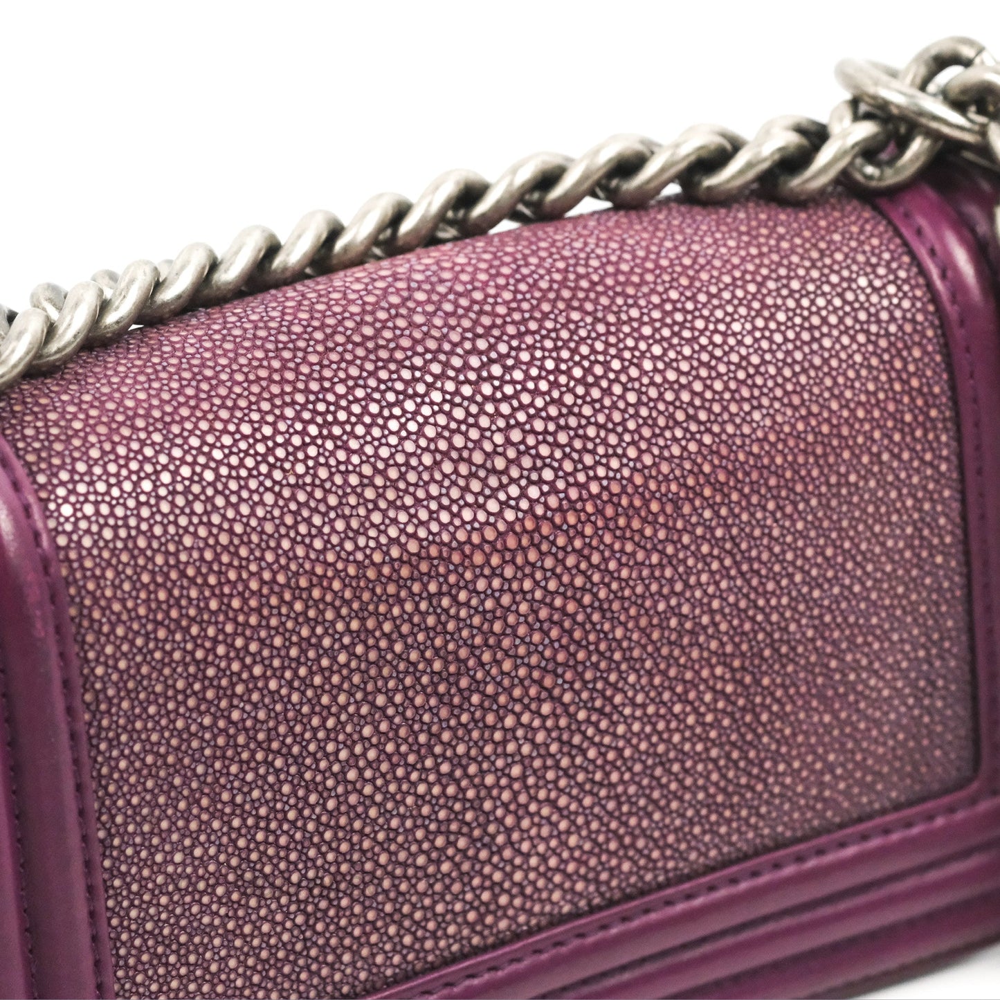 Chanel Small Boy Plum Purple Stingray Ruthenium Hardware