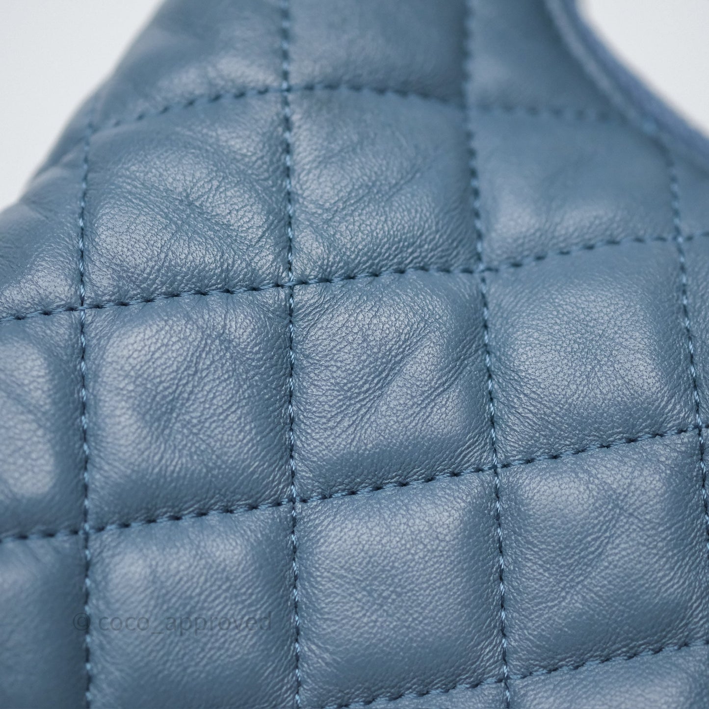 Chanel Quilted Hobo Handbag Teal Lambskin Silver Hardware