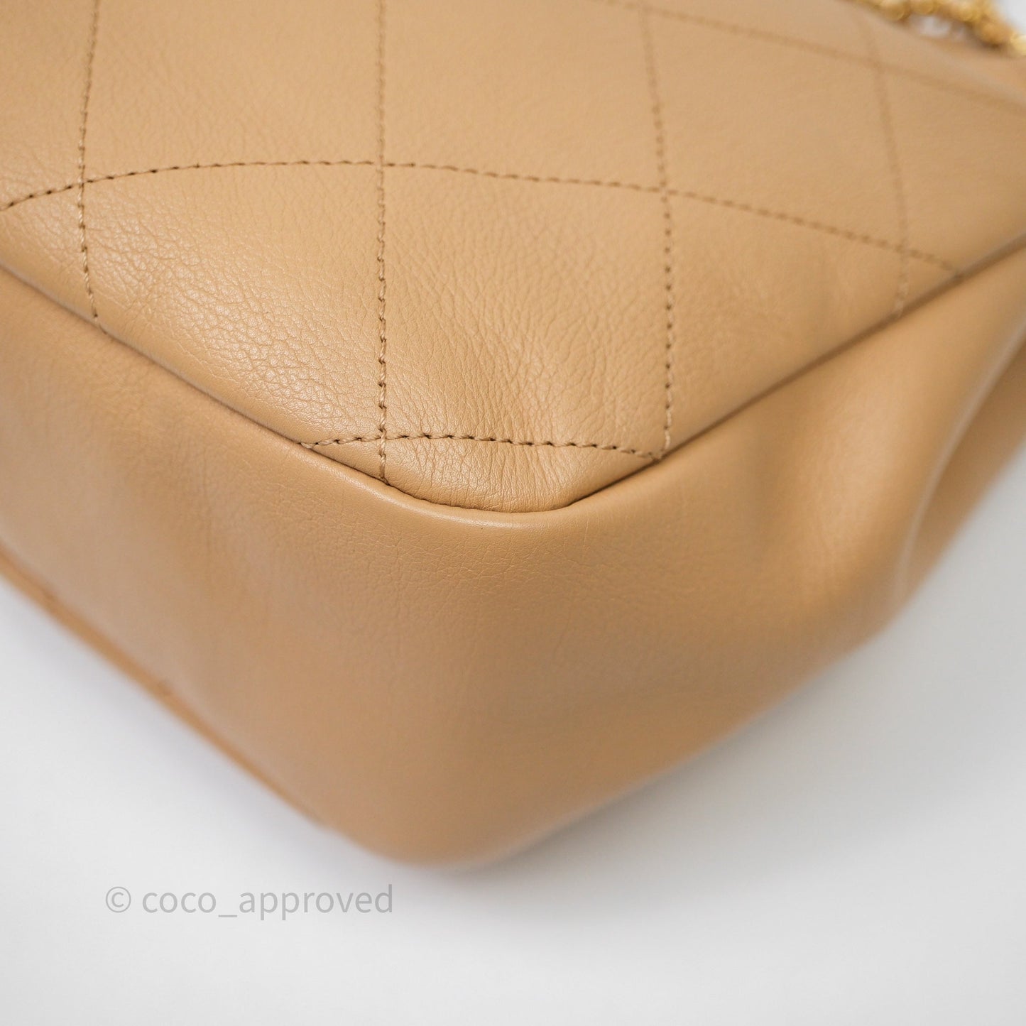 Chanel Drawstring Bucket Bag Beige Calfskin Mixed Hardware