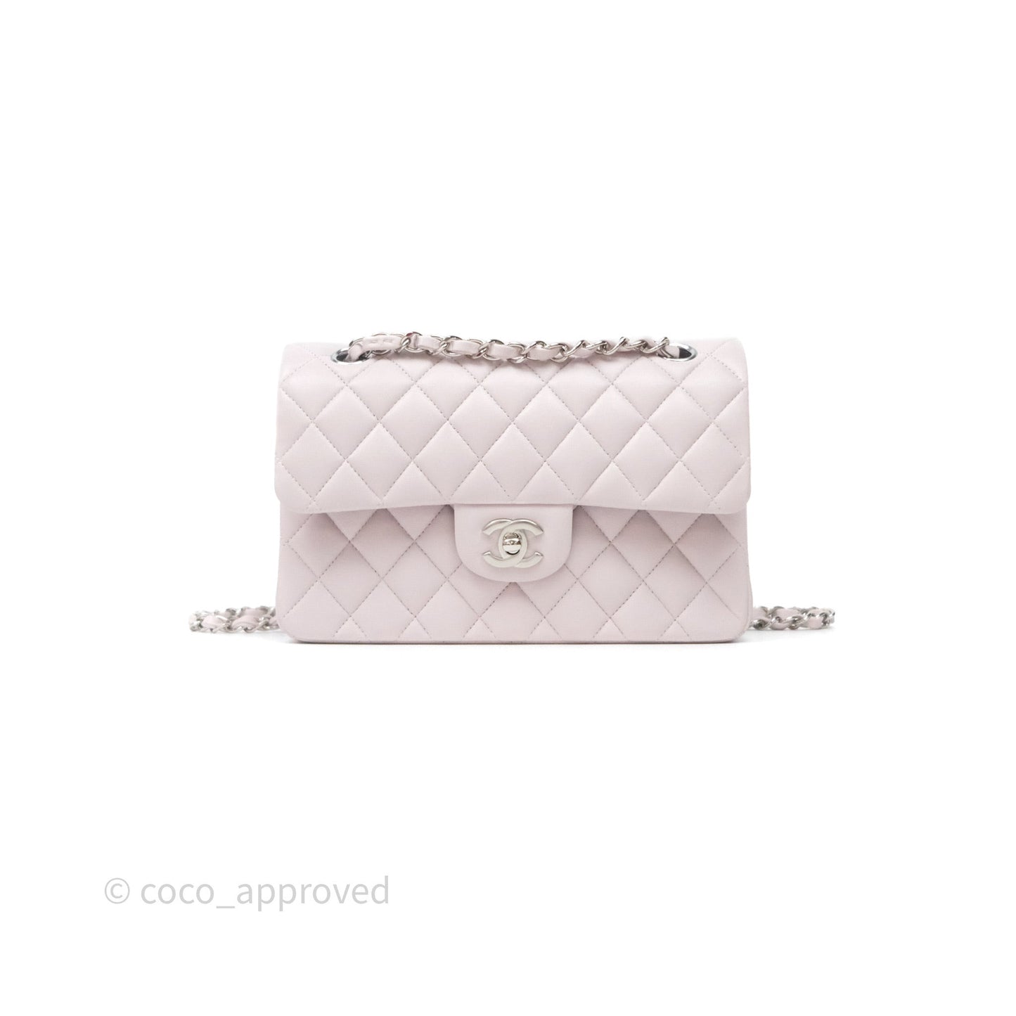 Chanel Small Classic Quilted Flap Lilac Lambskin Silver Hardware