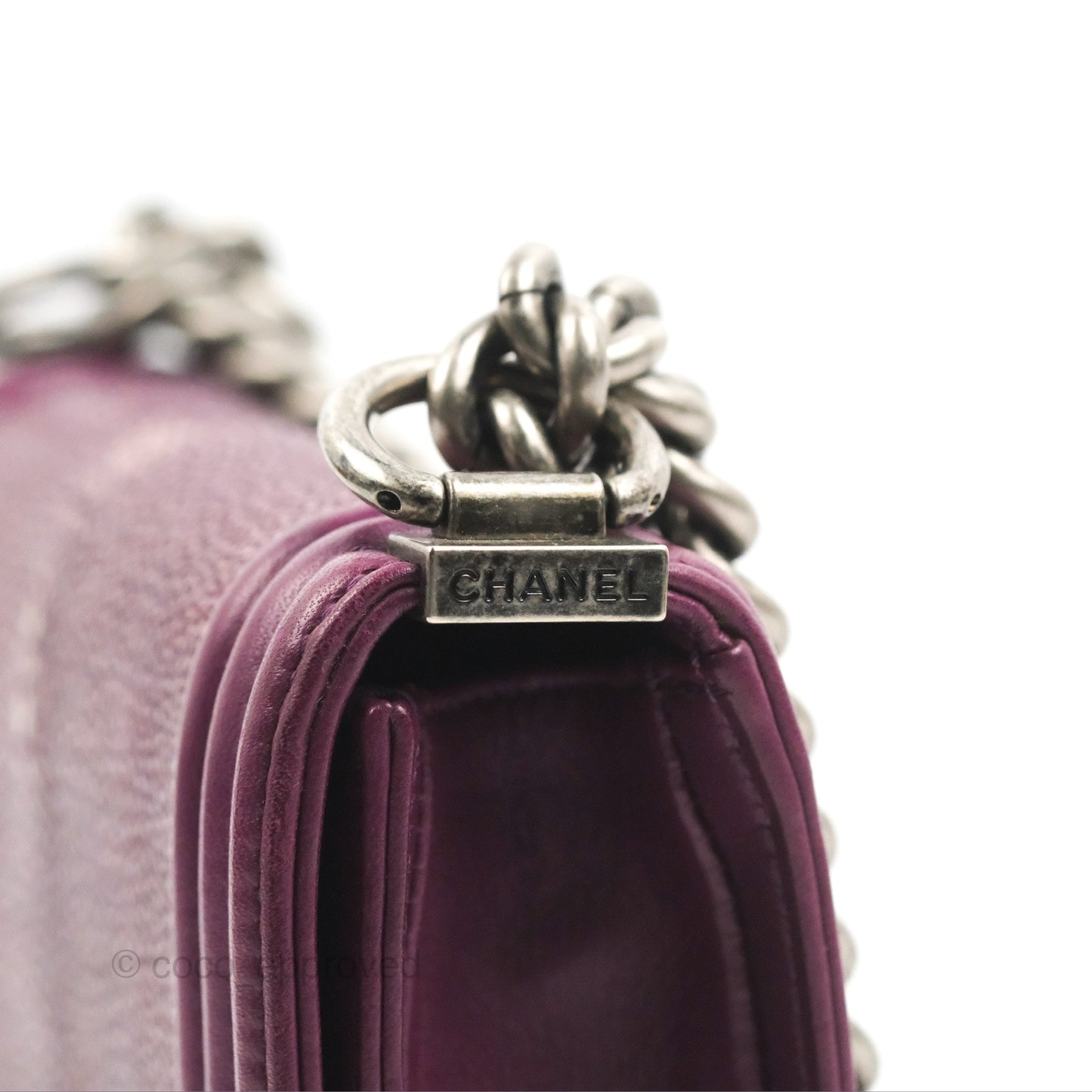 Chanel Small Boy Plum Purple Stingray Ruthenium Hardware