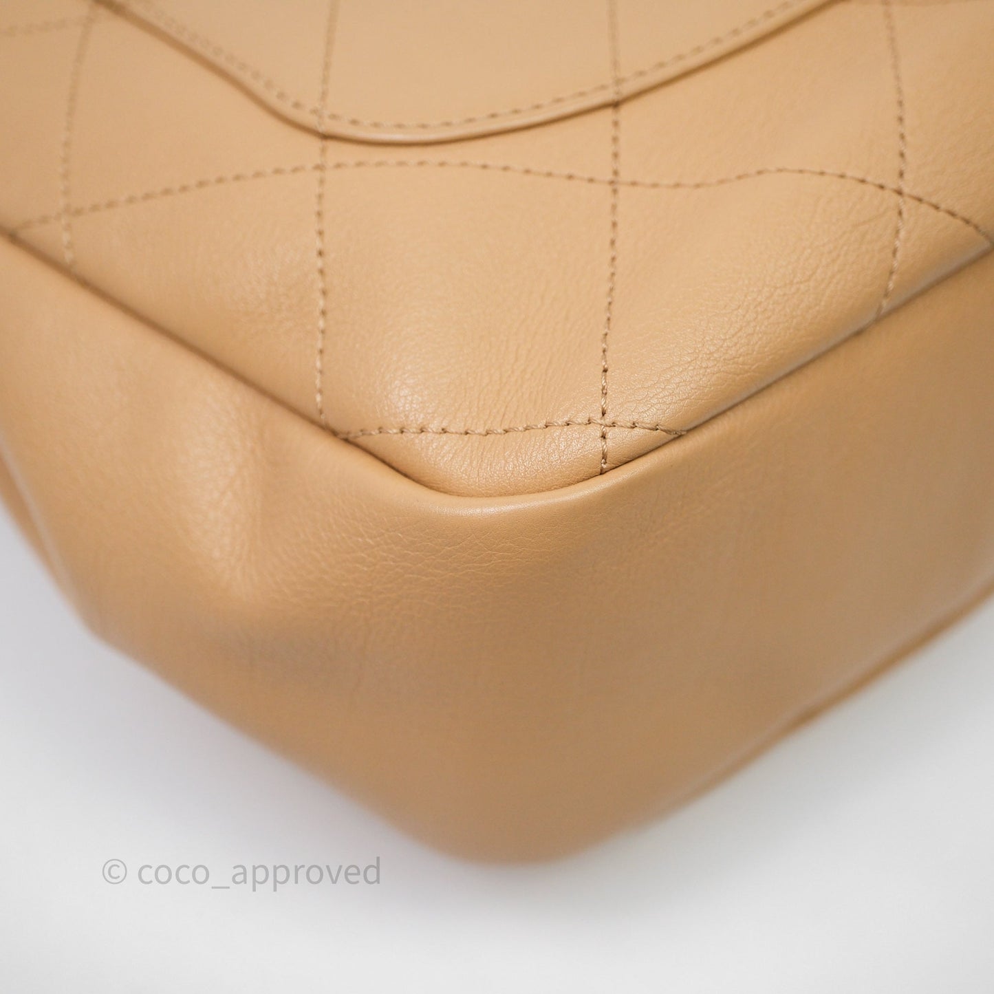 Chanel Drawstring Bucket Bag Beige Calfskin Mixed Hardware