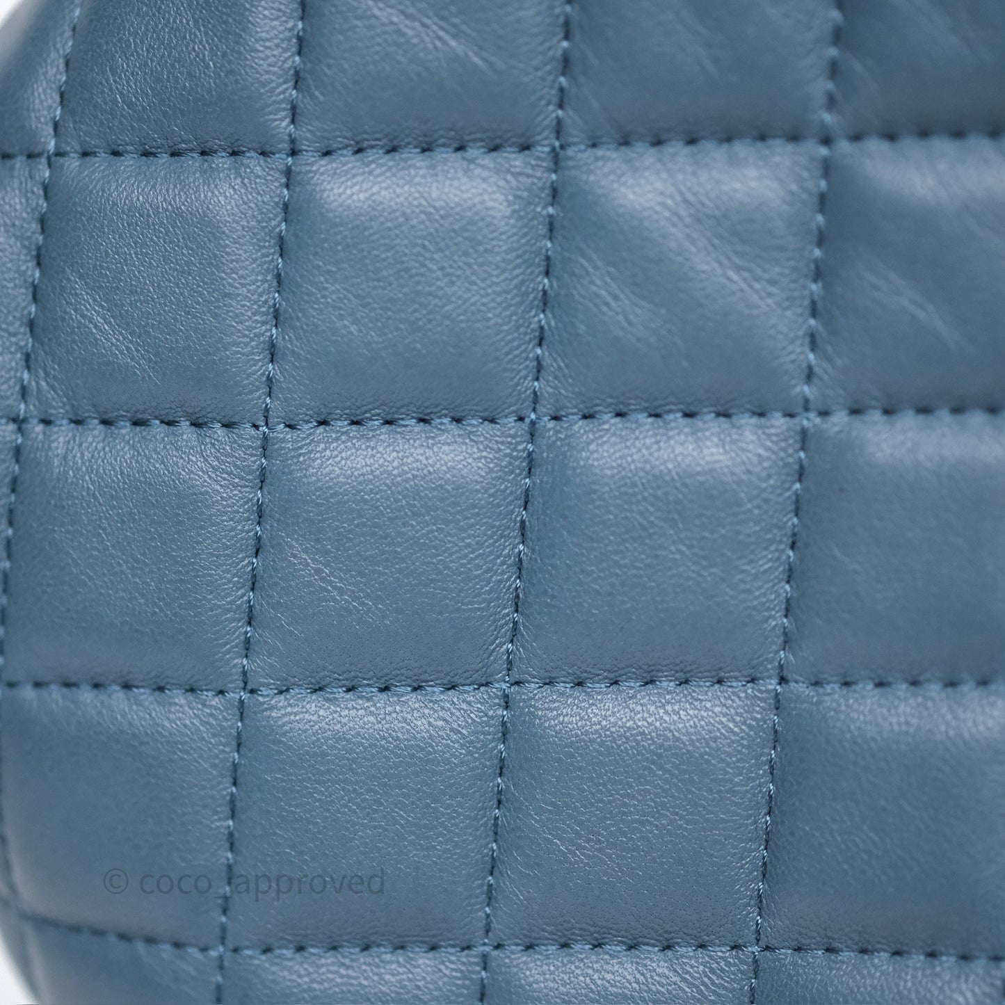 Chanel Quilted Hobo Handbag Teal Lambskin Silver Hardware
