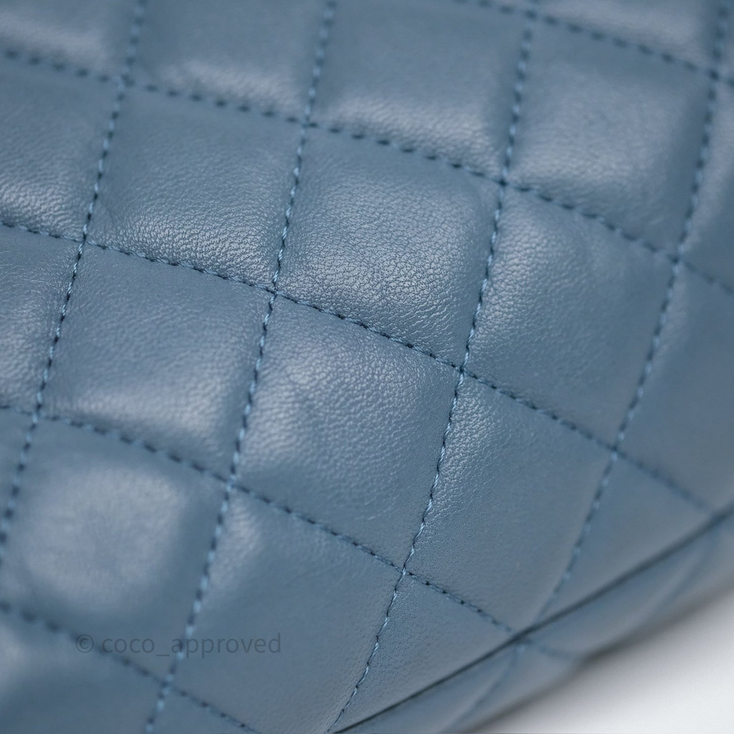Chanel Quilted Hobo Handbag Teal Lambskin Silver Hardware
