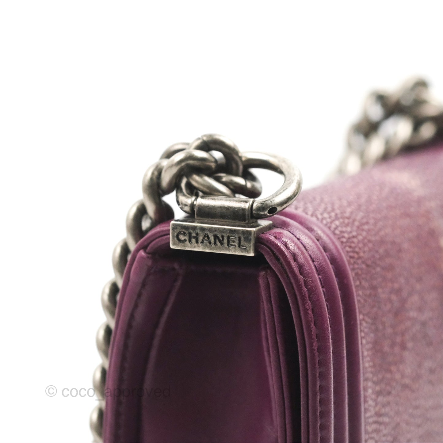Chanel Small Boy Plum Purple Stingray Ruthenium Hardware