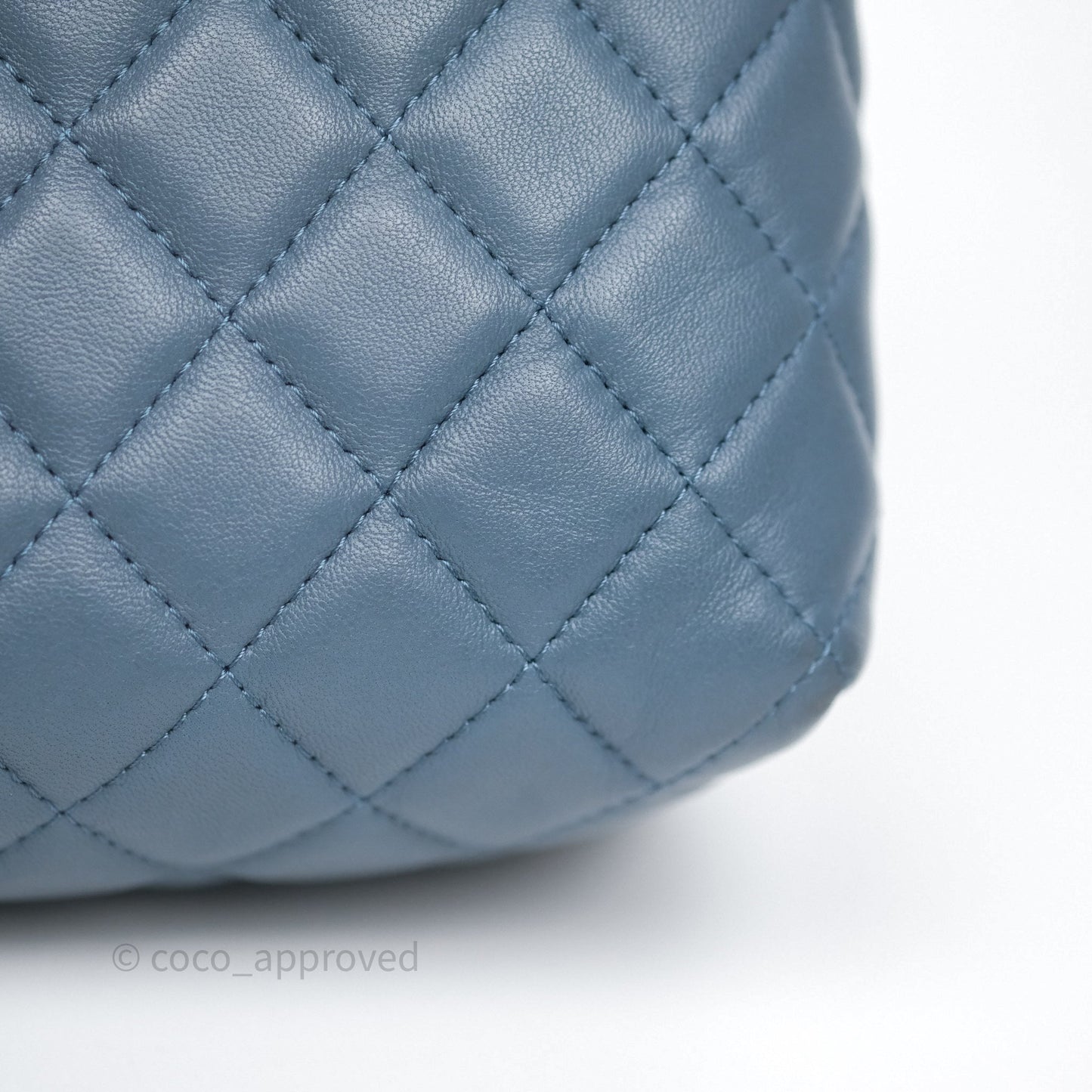 Chanel Quilted Hobo Handbag Teal Lambskin Silver Hardware