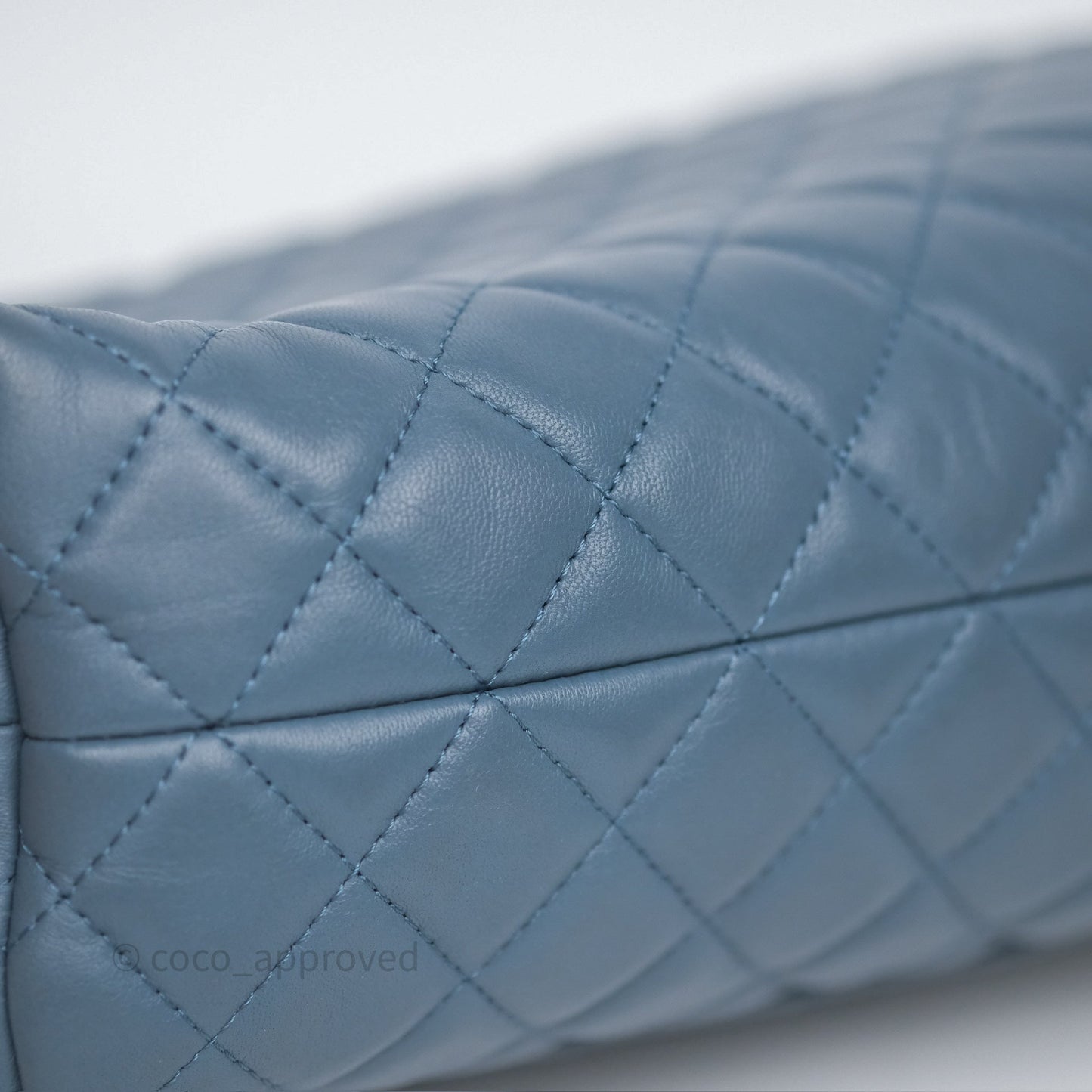 Chanel Quilted Hobo Handbag Teal Lambskin Silver Hardware