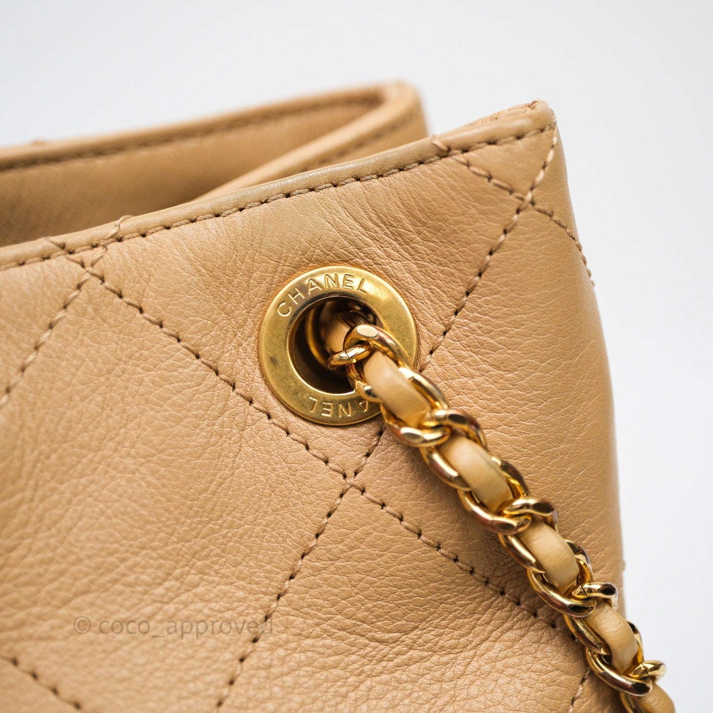 Chanel Drawstring Bucket Bag Beige Calfskin Mixed Hardware