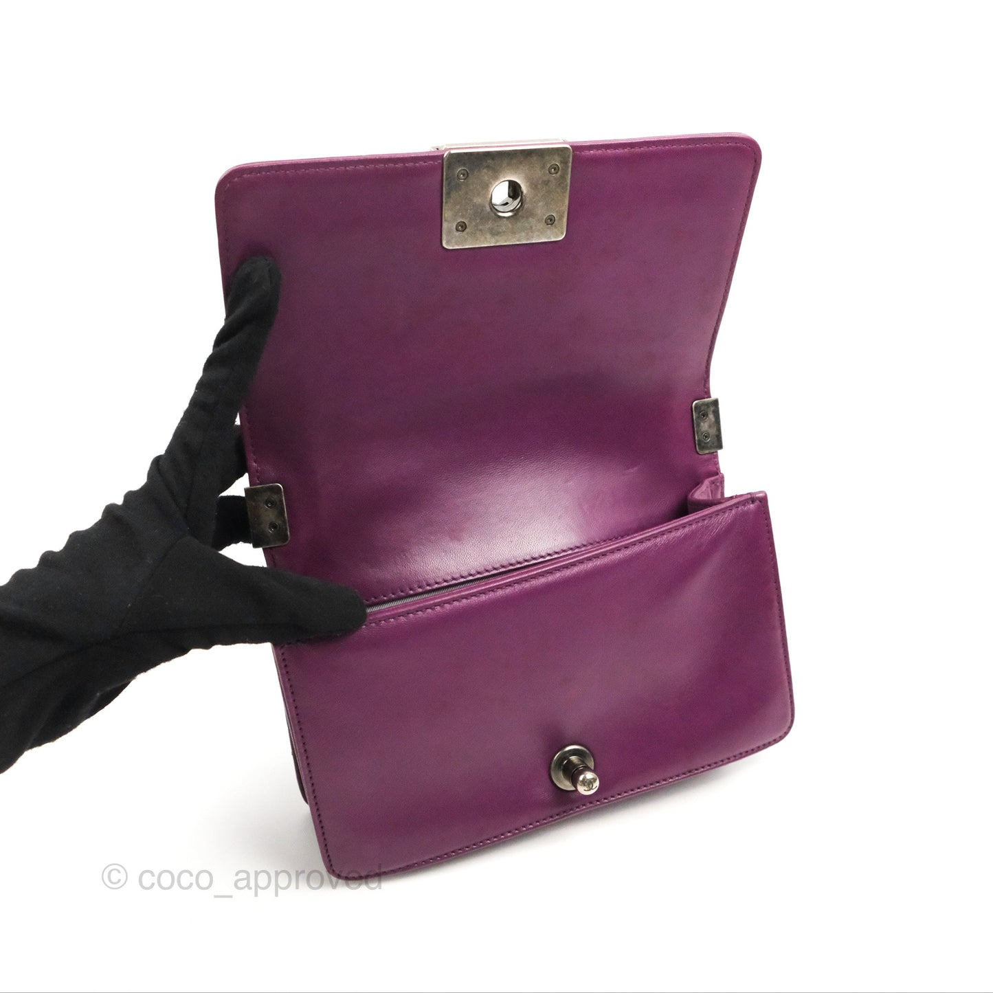 Chanel Small Boy Plum Purple Stingray Ruthenium Hardware