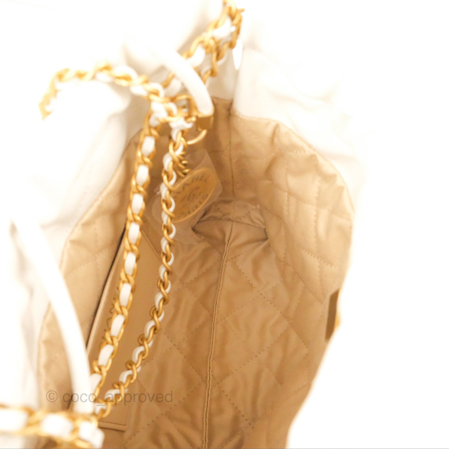 Chanel 22 Mini Bag White Shiny Crumpled Calfskin