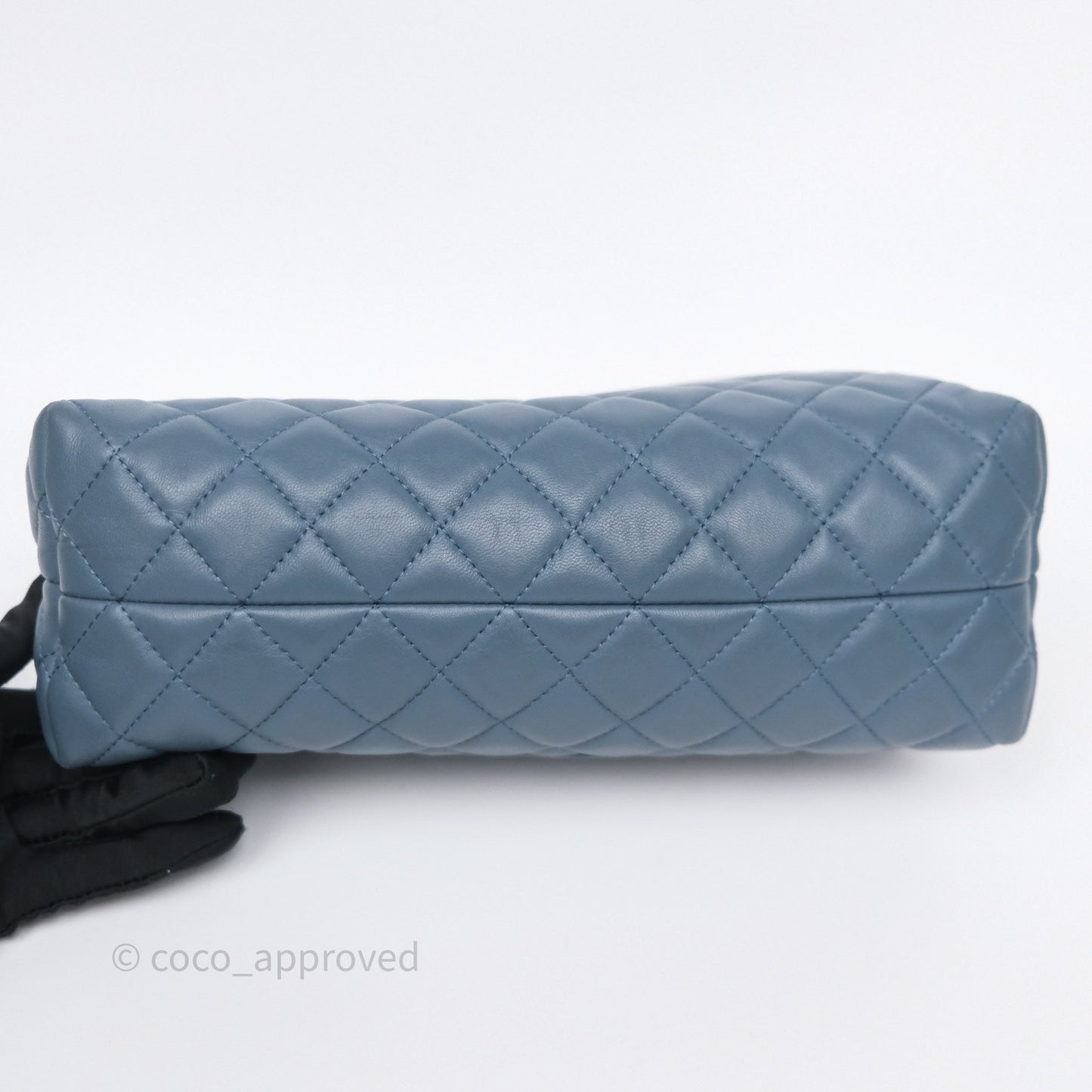 Chanel Quilted Hobo Handbag Teal Lambskin Silver Hardware