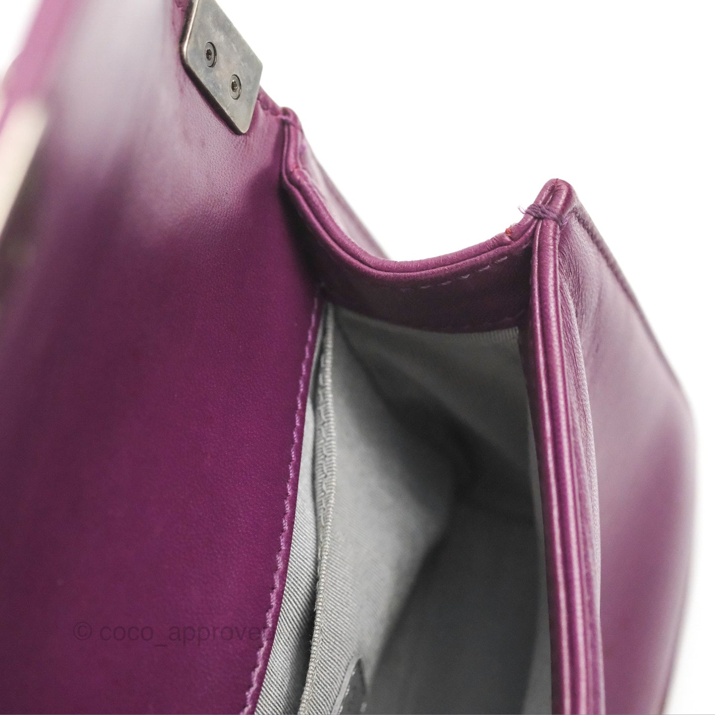 Chanel Small Boy Plum Purple Stingray Ruthenium Hardware
