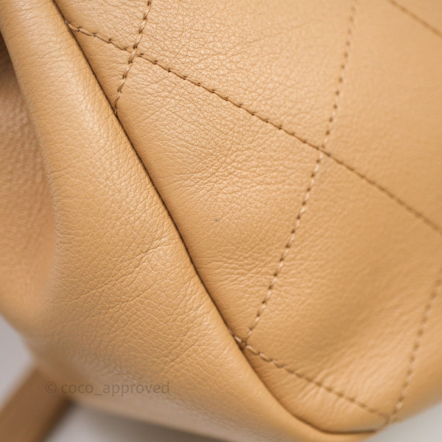 Chanel Drawstring Bucket Bag Beige Calfskin Mixed Hardware