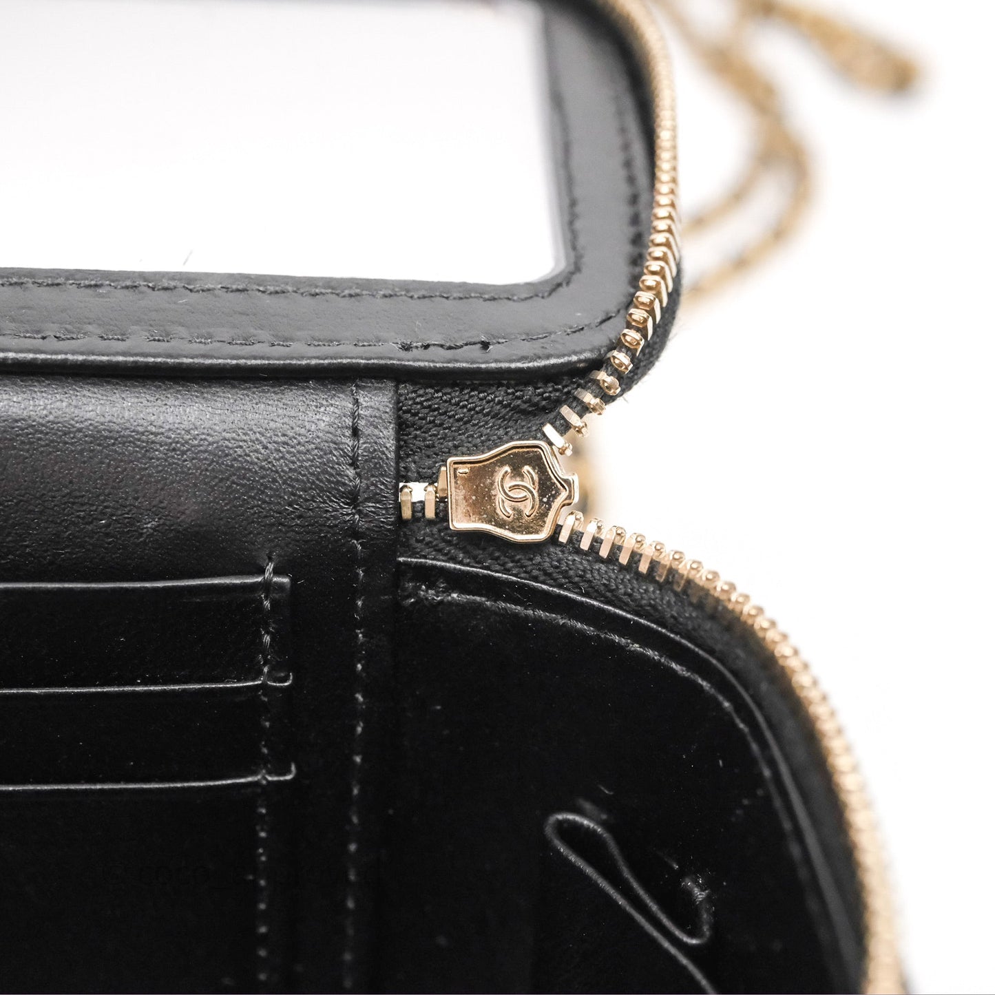 Chanel Vanity Rectangular Metal Top Handle Black Lambskin Aged Gold Hardware