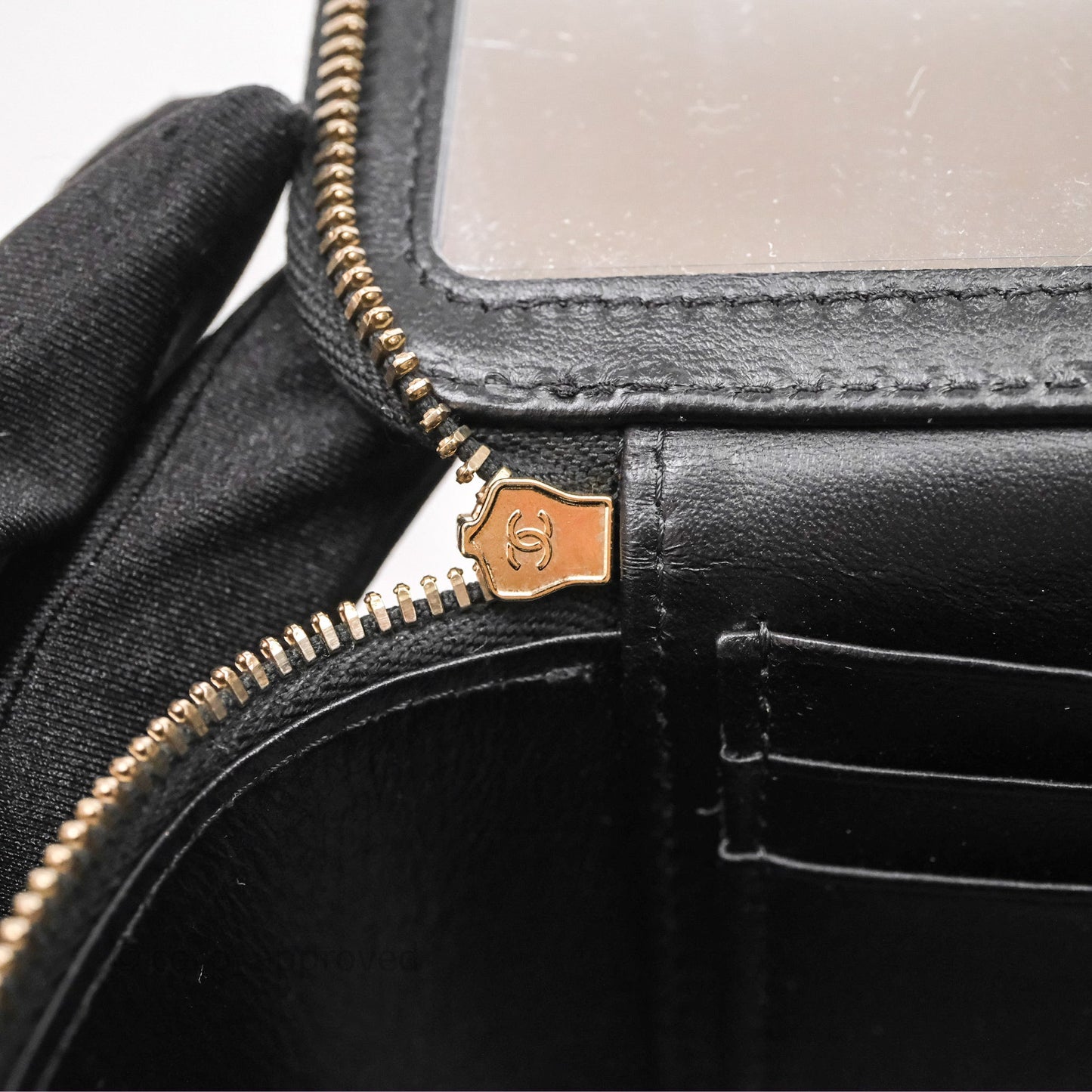 Chanel Vanity Rectangular Metal Top Handle Black Lambskin Aged Gold Hardware
