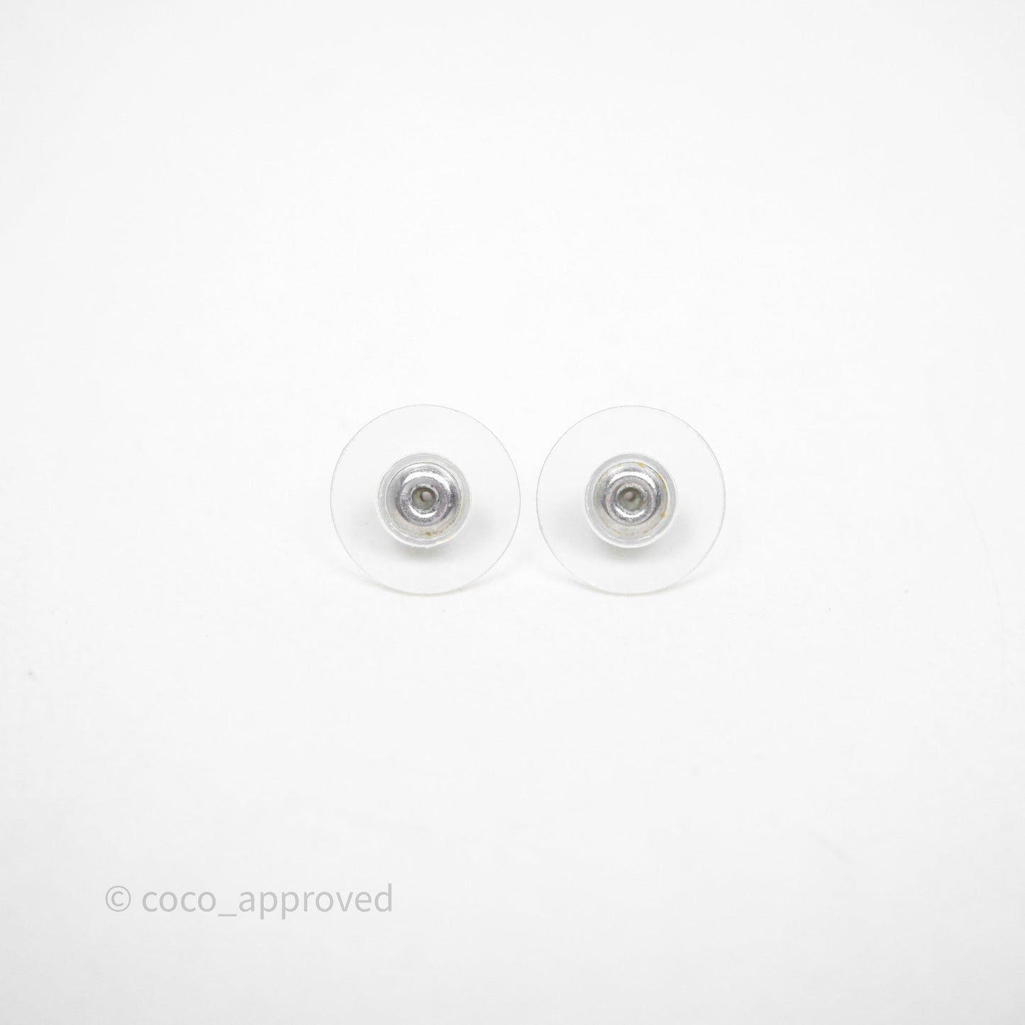 Chanel Crystal CC Round Earrings Silver Tone 17S