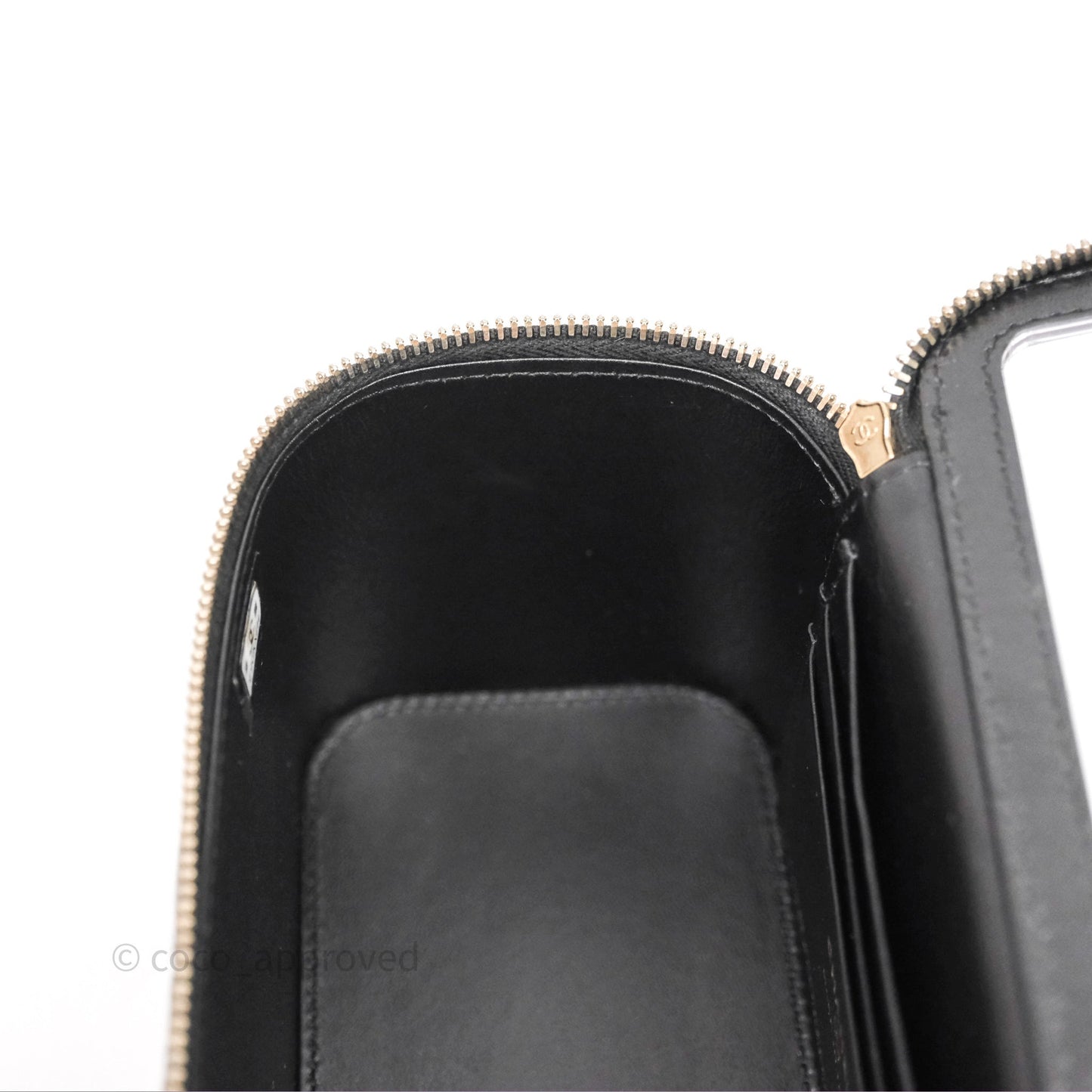 Chanel Vanity Rectangular Metal Top Handle Black Lambskin Aged Gold Hardware