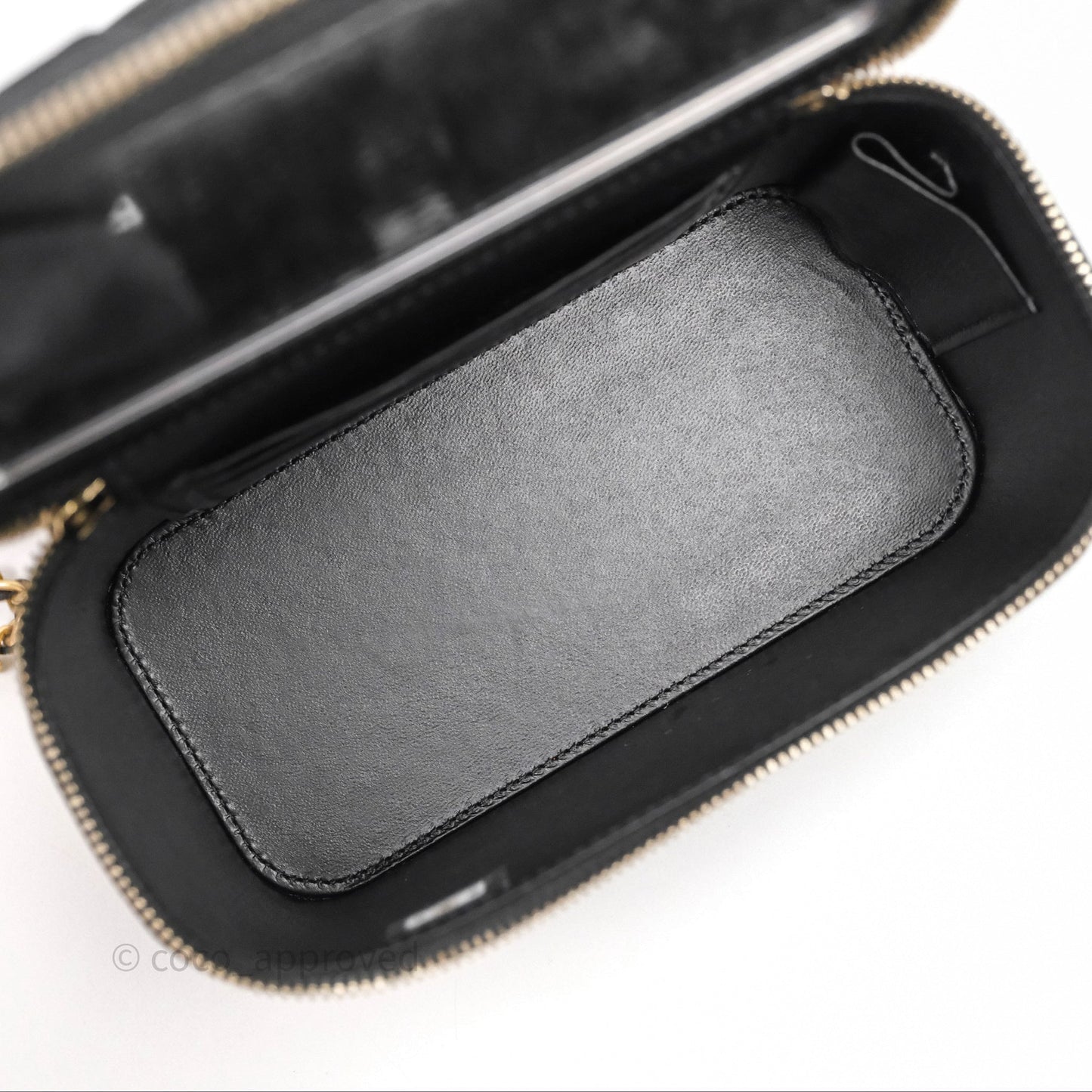 Chanel Vanity Rectangular Metal Top Handle Black Lambskin Aged Gold Hardware