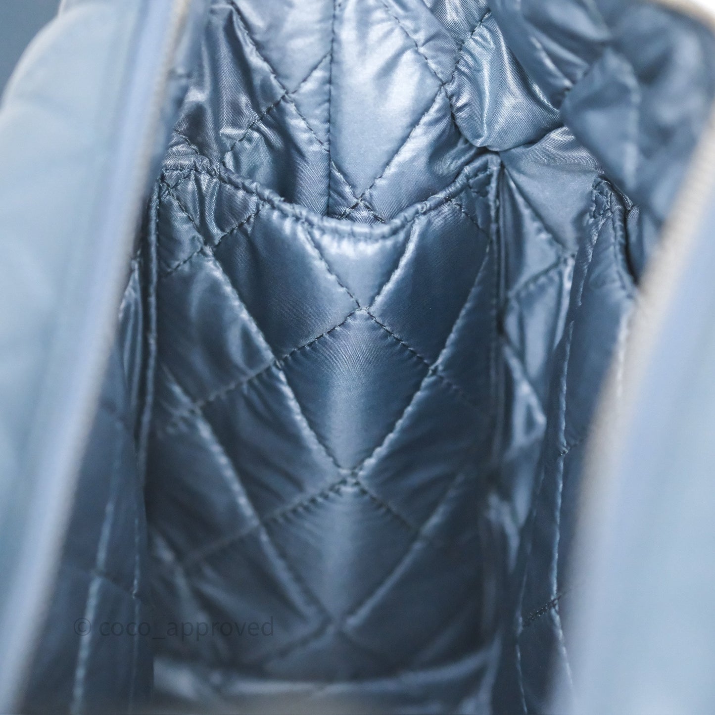 Chanel Quilted Hobo Handbag Teal Lambskin Silver Hardware