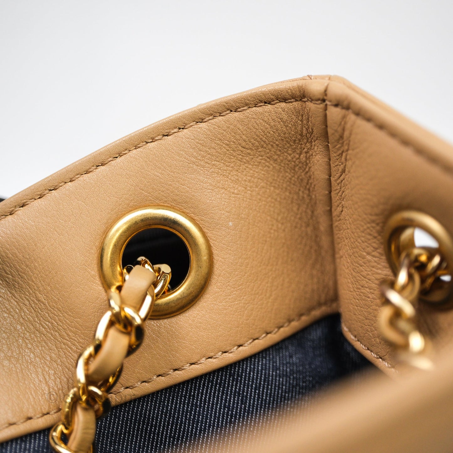 Chanel Drawstring Bucket Bag Beige Calfskin Mixed Hardware
