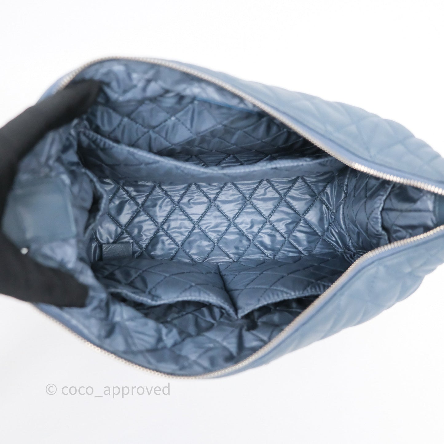 Chanel Quilted Hobo Handbag Teal Lambskin Silver Hardware