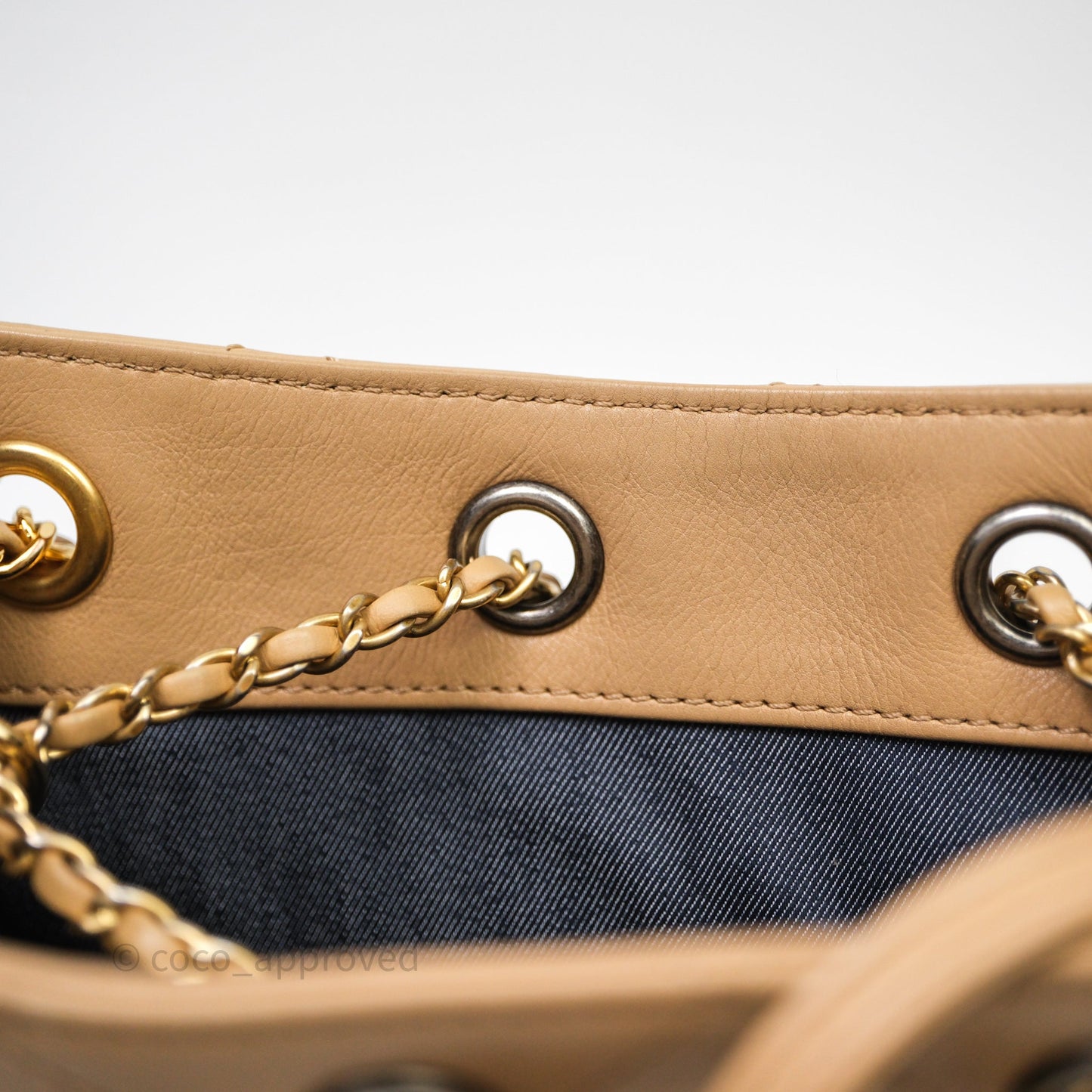 Chanel Drawstring Bucket Bag Beige Calfskin Mixed Hardware