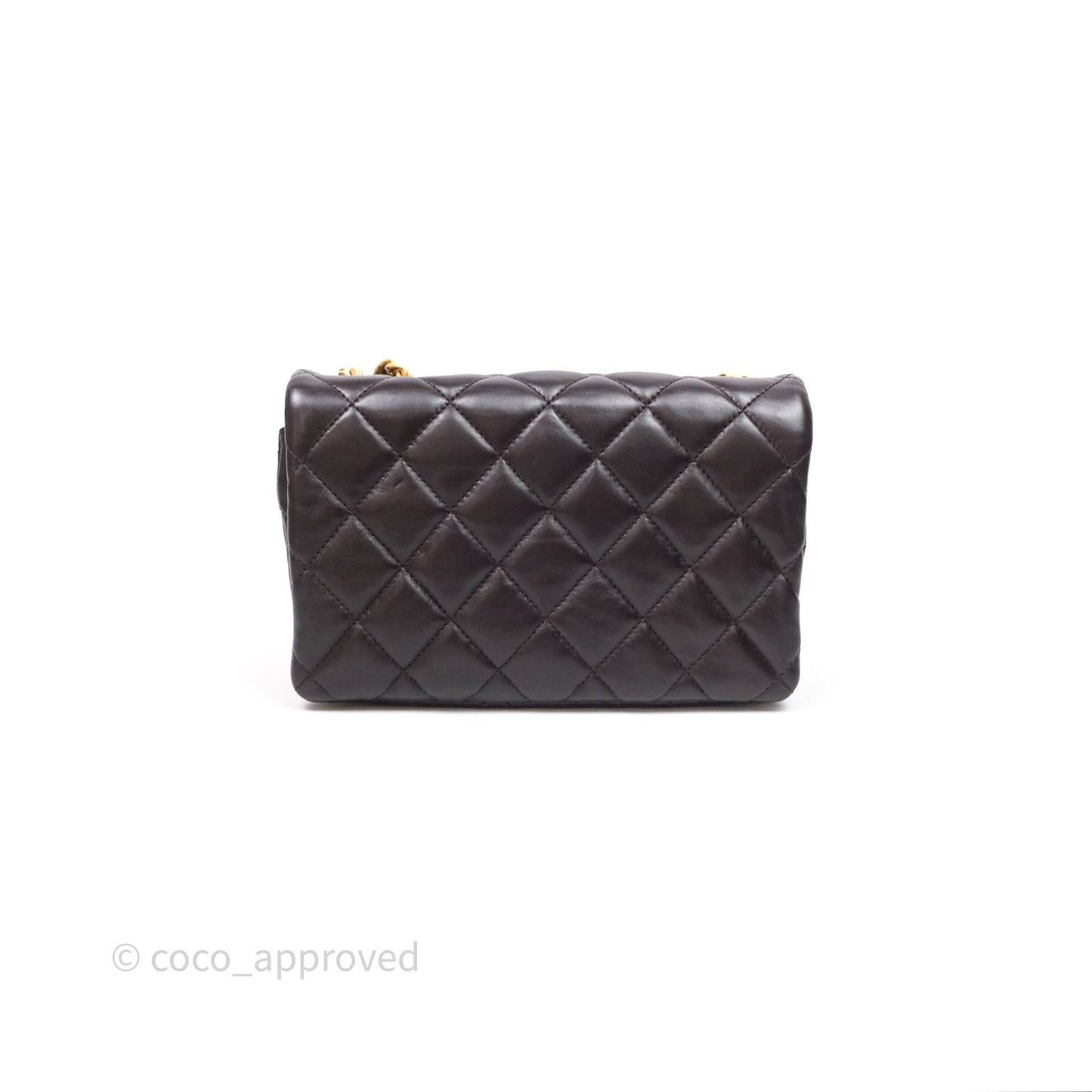 Chanel Small All Slide Adjustable Chain Flap Bag Dark Brown Lambskin Aged Gold Hardware