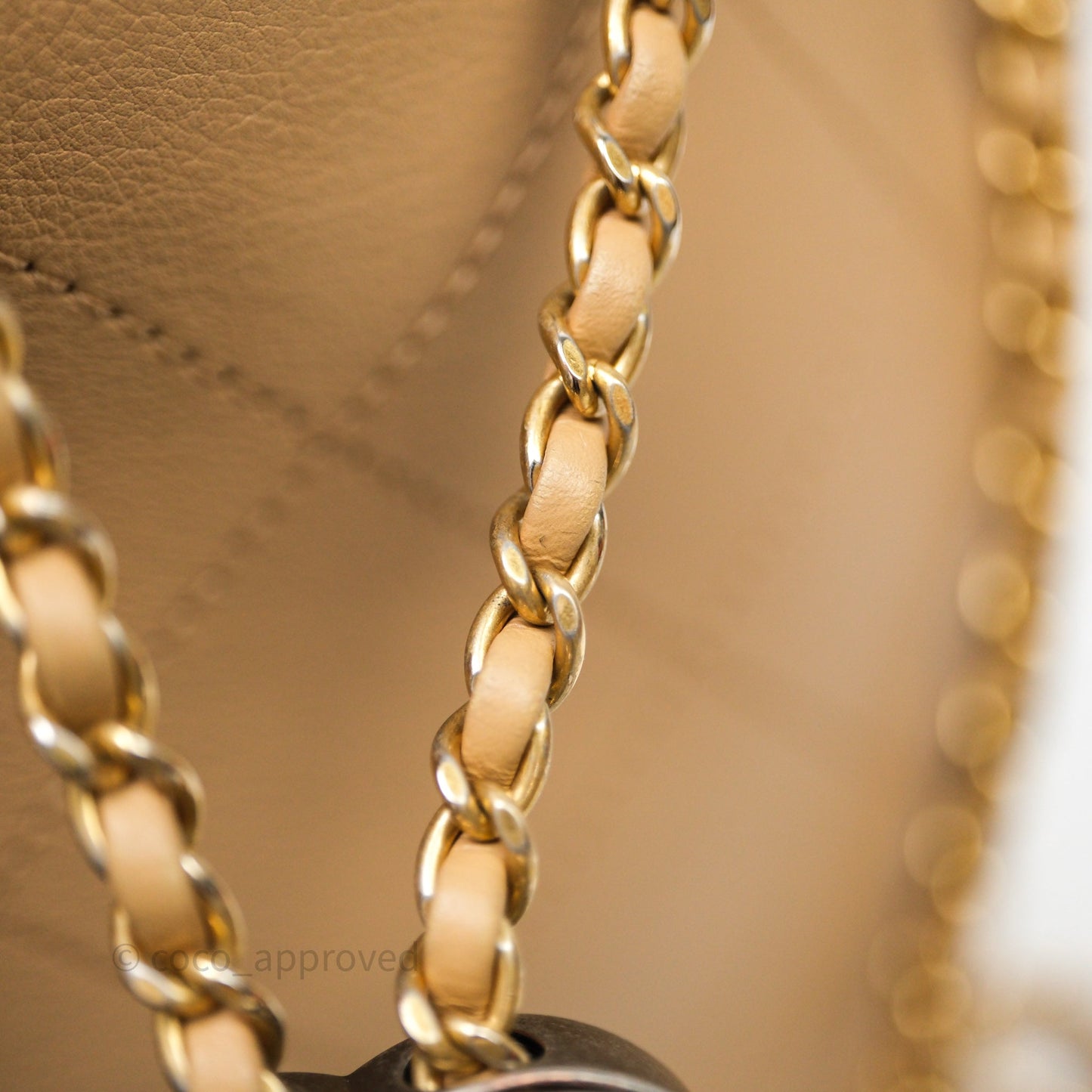 Chanel Drawstring Bucket Bag Beige Calfskin Mixed Hardware