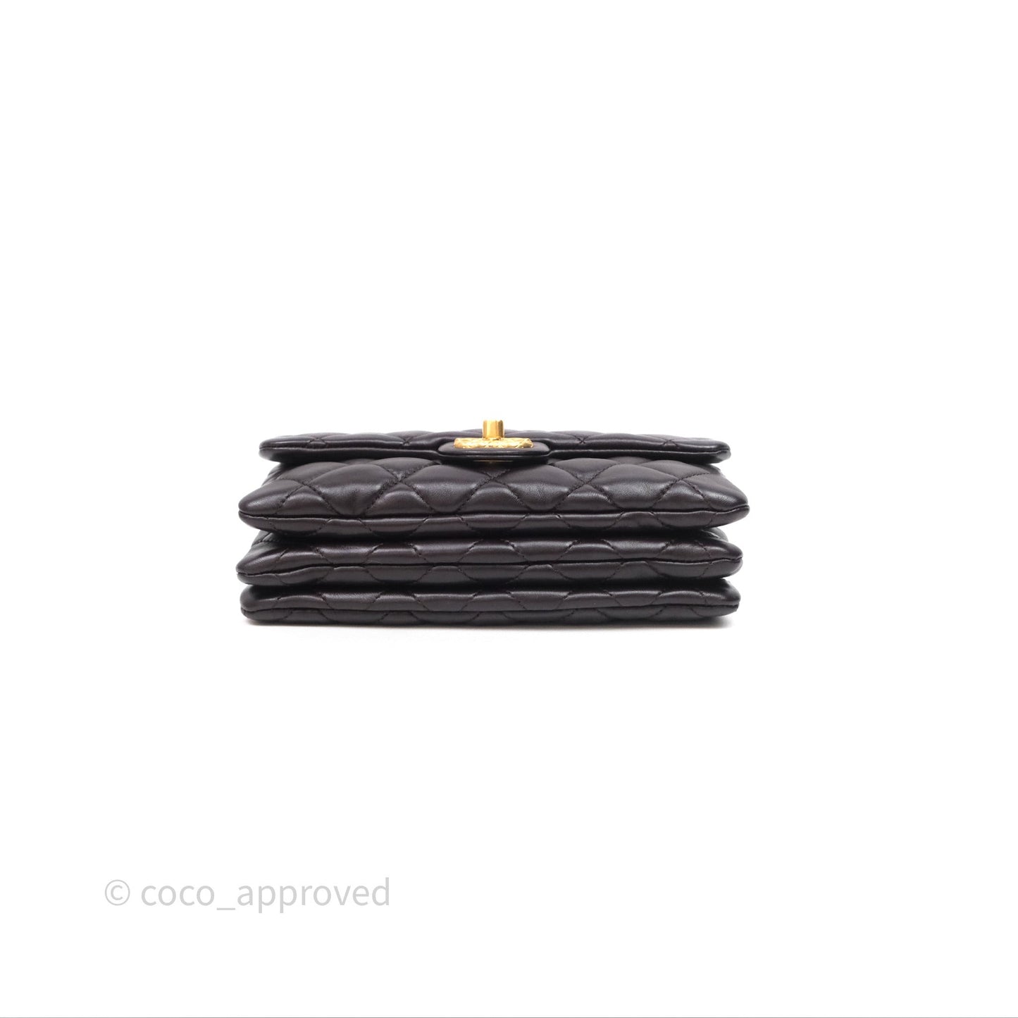 Chanel Small All Slide Adjustable Chain Flap Bag Dark Brown Lambskin Aged Gold Hardware