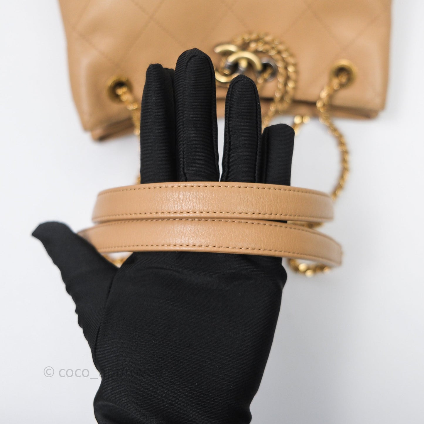 Chanel Drawstring Bucket Bag Beige Calfskin Mixed Hardware