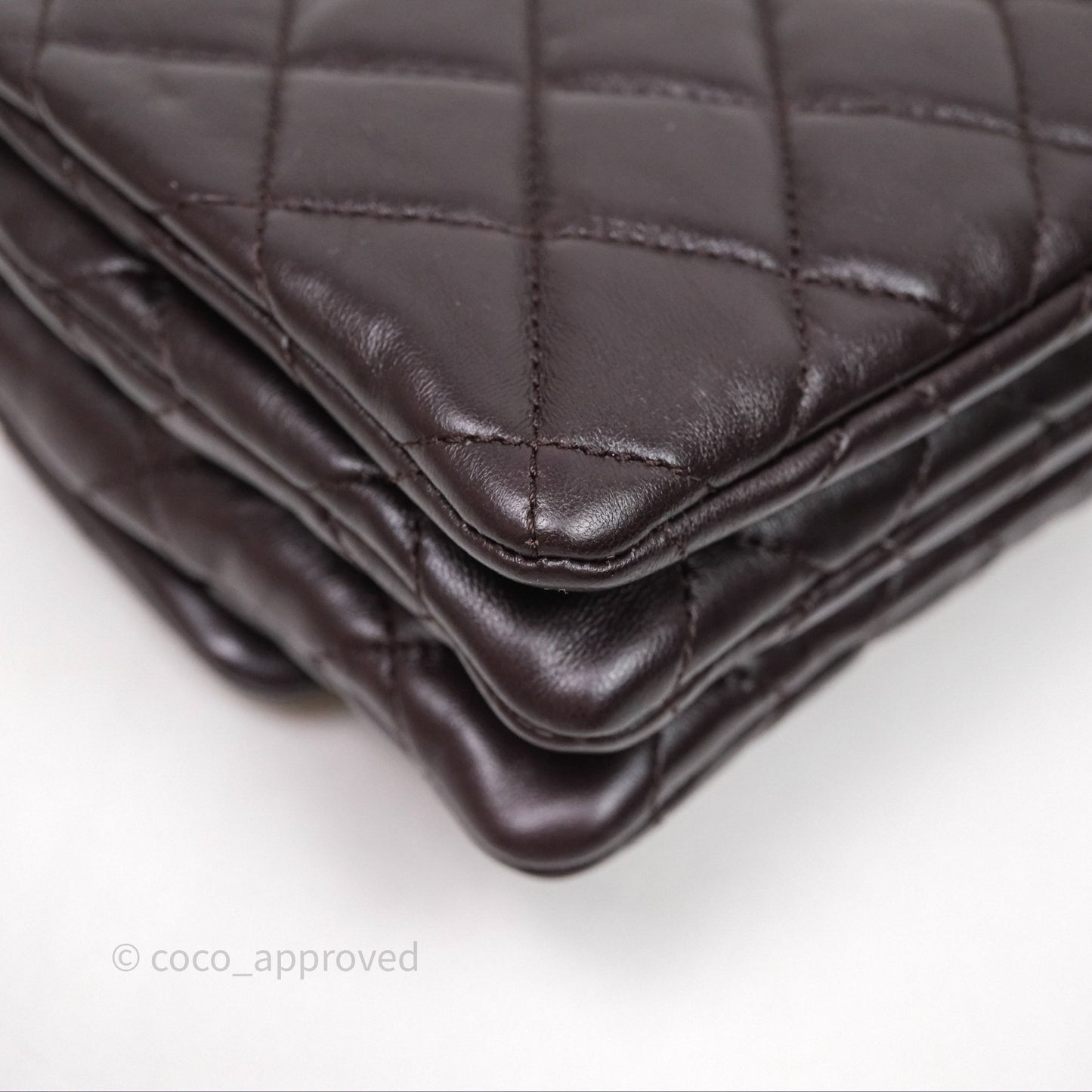 Chanel Small All Slide Adjustable Chain Flap Bag Dark Brown Lambskin Aged Gold Hardware