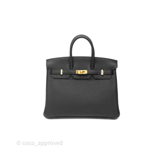 Hermes Birkin 25 Black Noir 89 Togo Gold Hardware